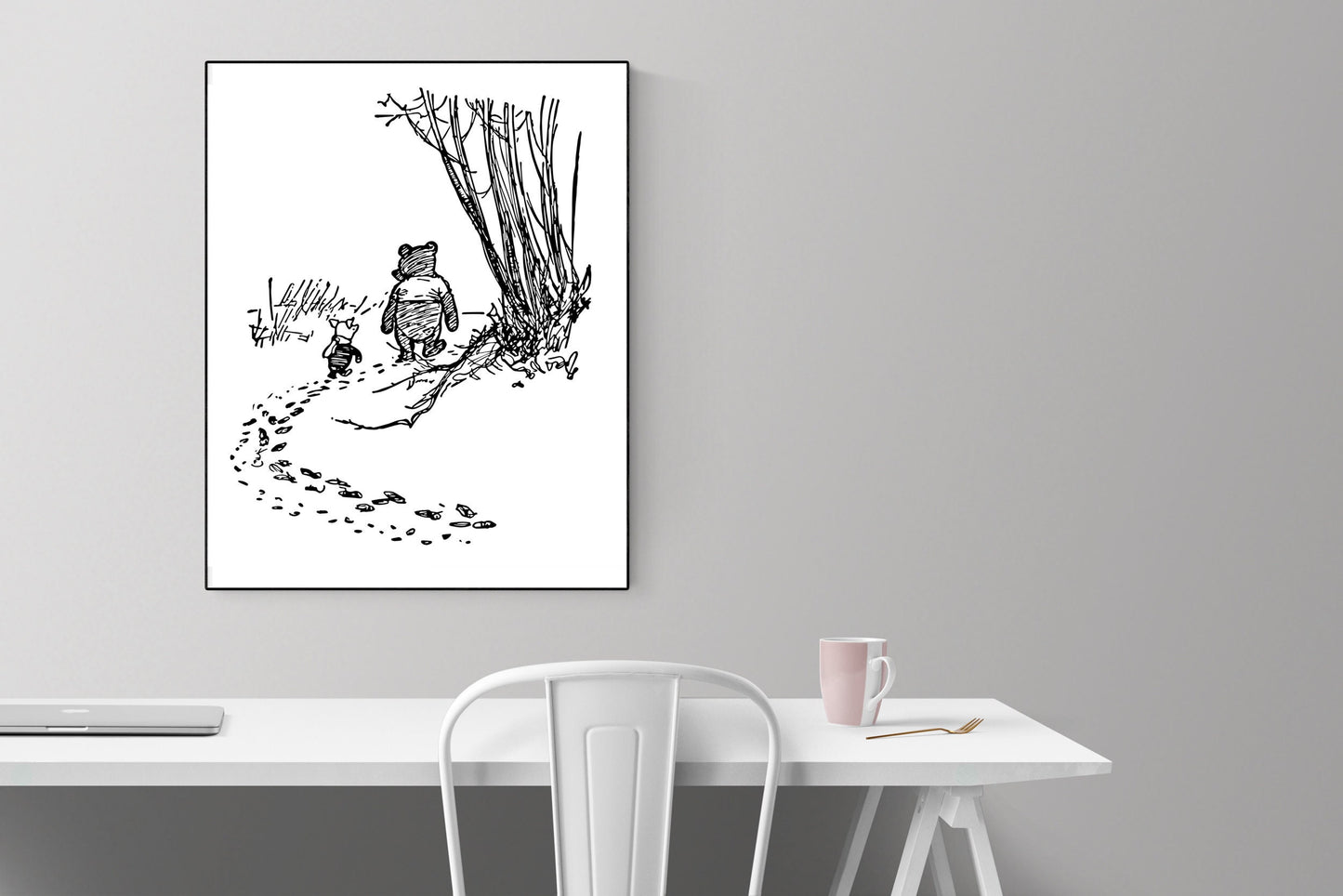 Winnie the Pooh | Walking With Piglet | AA Milne | Original Illustrations | Art Print