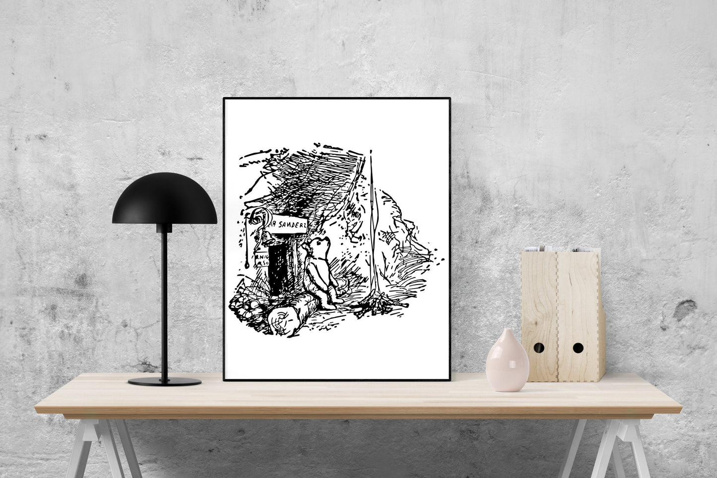 Winnie-the-Pooh Vintage Illustration Art Print | Mr Sanders Home | AA Milne | Reproduction | Children's Book Present | Literary Poster