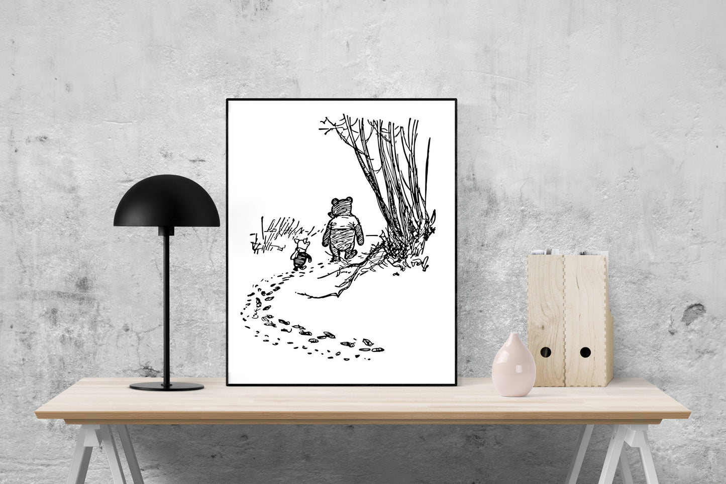 Winnie-the-Pooh Art Print | Walking With Piglet | AA Milne | Original Illustrations | Home Decor | Literary Poster