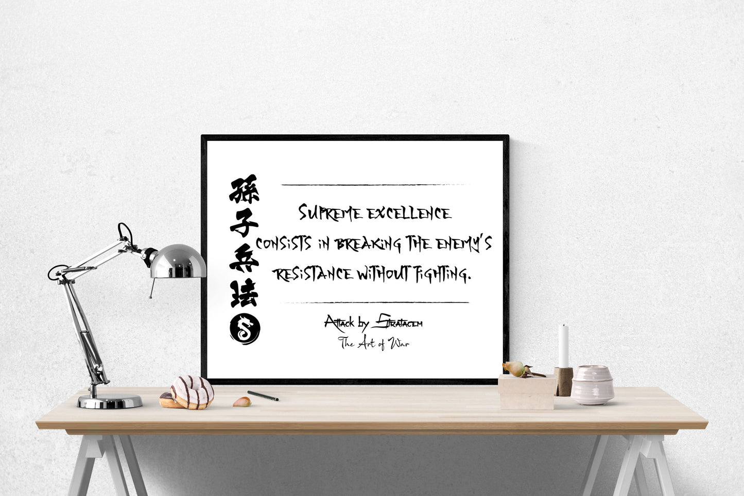Sun Tzu Art of War Quote Print – Supreme Excellence | Bold Black Ink War Strategy Poster | Asian-Inspired Calligraphy Wall Art | Gift