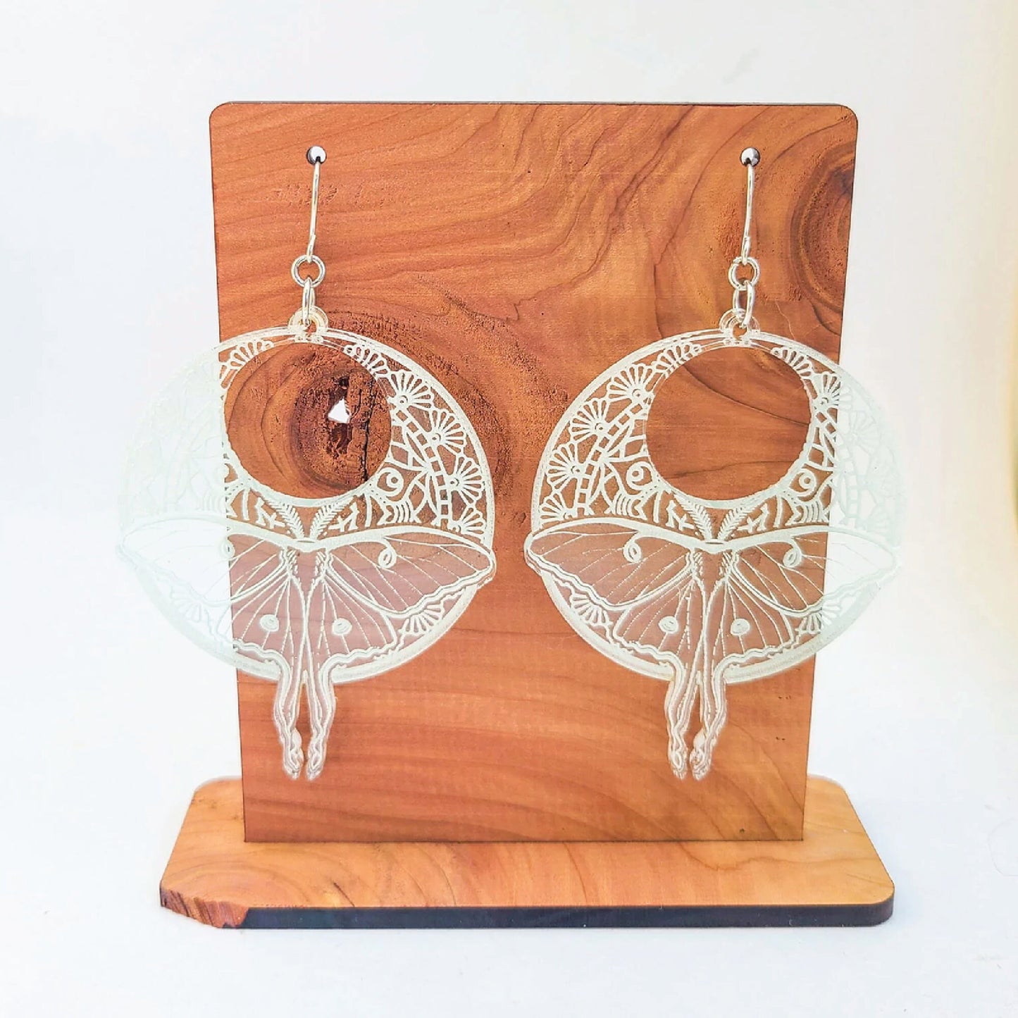 Luna Moth Dangle Earrings | Wood And Acrylic | Dangle Earring