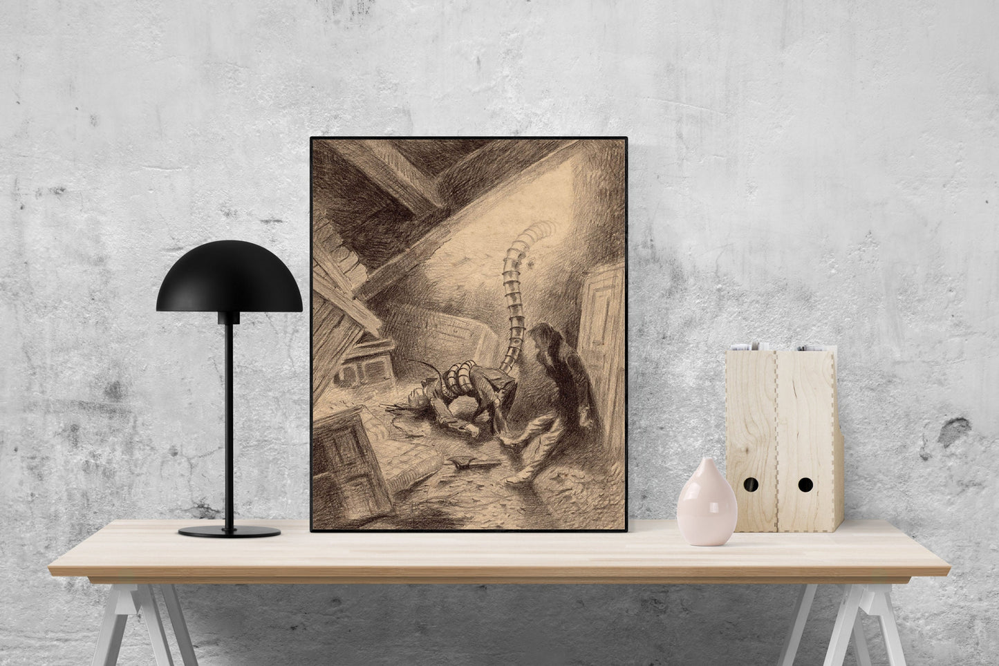War of the Worlds Art Print | Vintage Sci-Fi Illustration Reproduction | H.G. Wells Classic Book Artwork | Martian Invasion Poster
