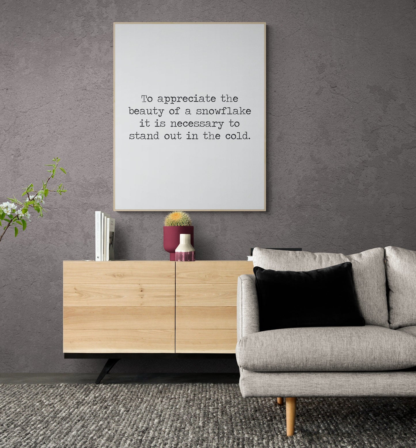 To Appreciate The Beauty Of A Snowflake | It Is Necessary To Stand Out In The Cold | Aristotle Quote | Inspirational | Typography Art Print