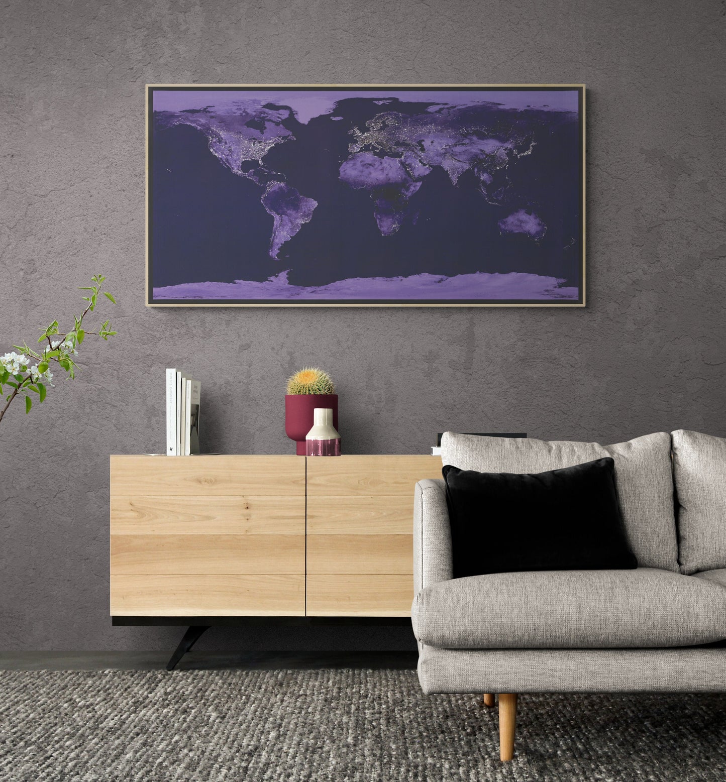 World Map At Night | Nighttime Lights | Composite Satellite View of the World | NASA Art Print