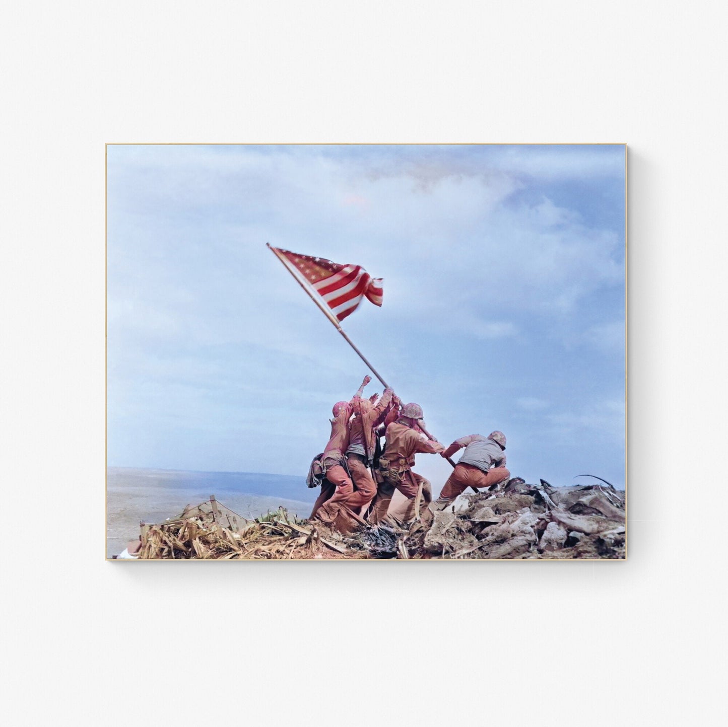 Raising The Flag On Iwo Jima | Pacific Theater of Operation | Stars and Stripes Flag | US Marines | World War 2 | Art Print