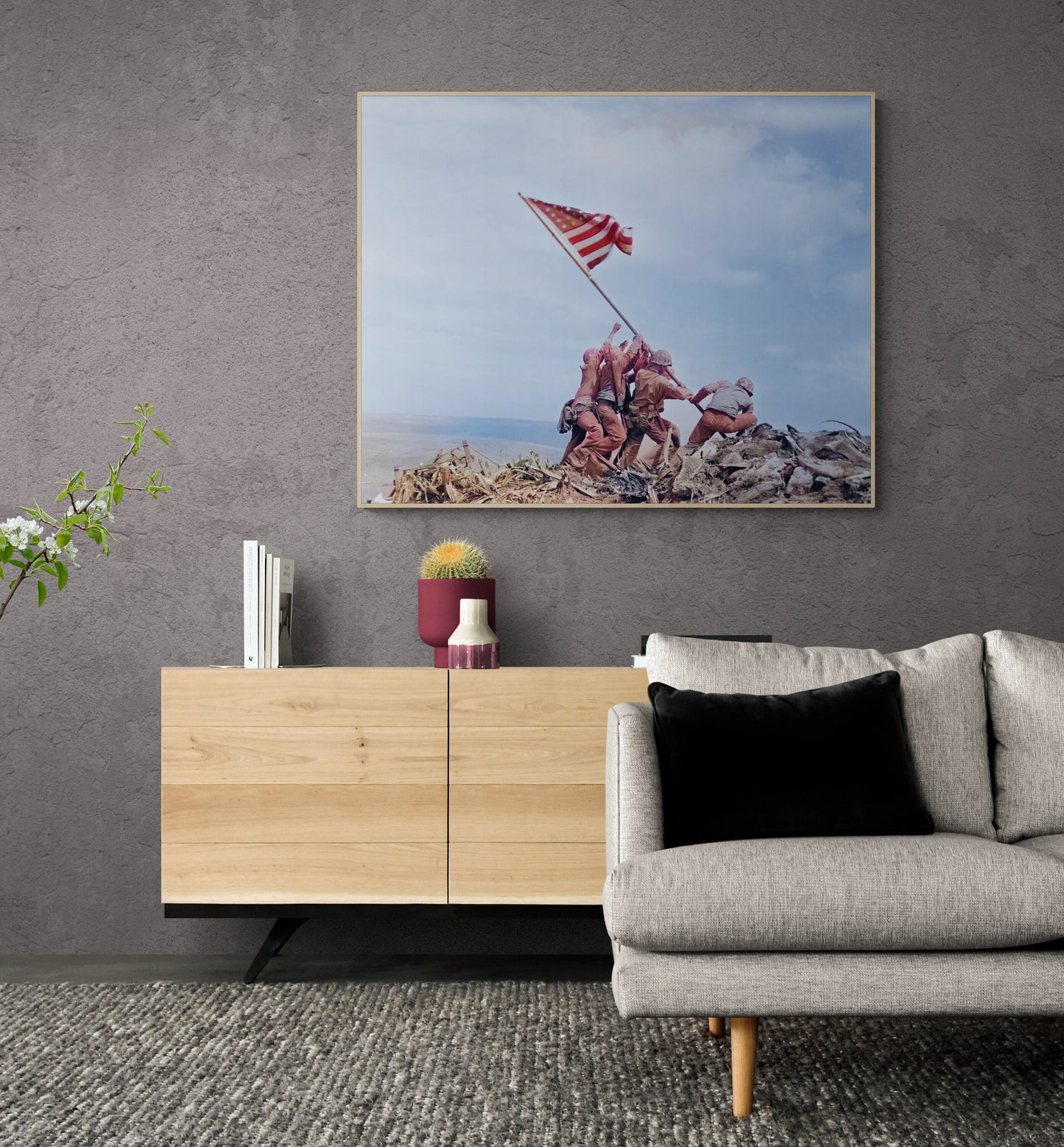 Raising The Flag On Iwo Jima | Pacific Theater of Operation | Stars and Stripes Flag | US Marines | World War 2 | Art Print