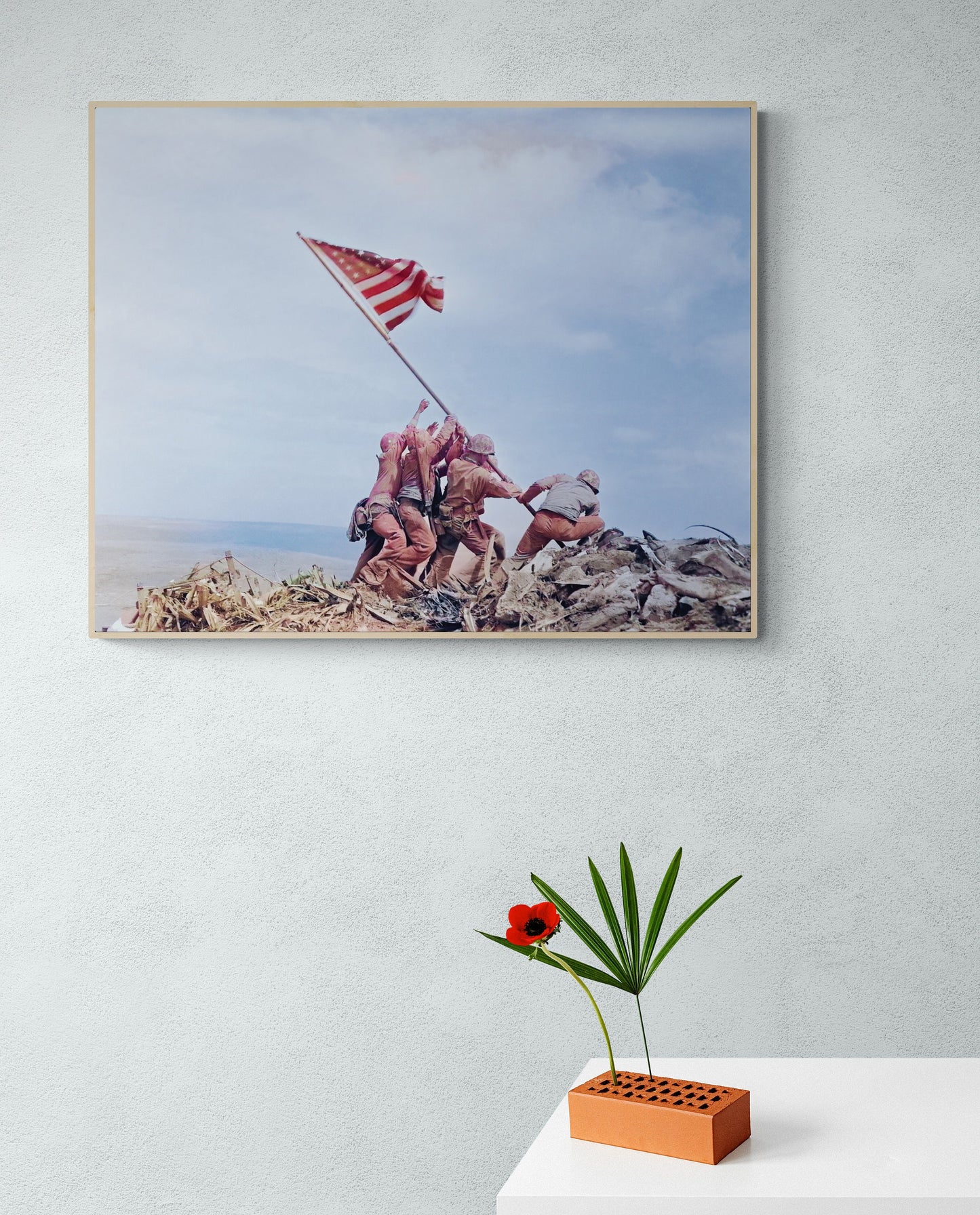 Raising The Flag On Iwo Jima | Pacific Theater of Operation | Stars and Stripes Flag | US Marines | World War 2 | Art Print