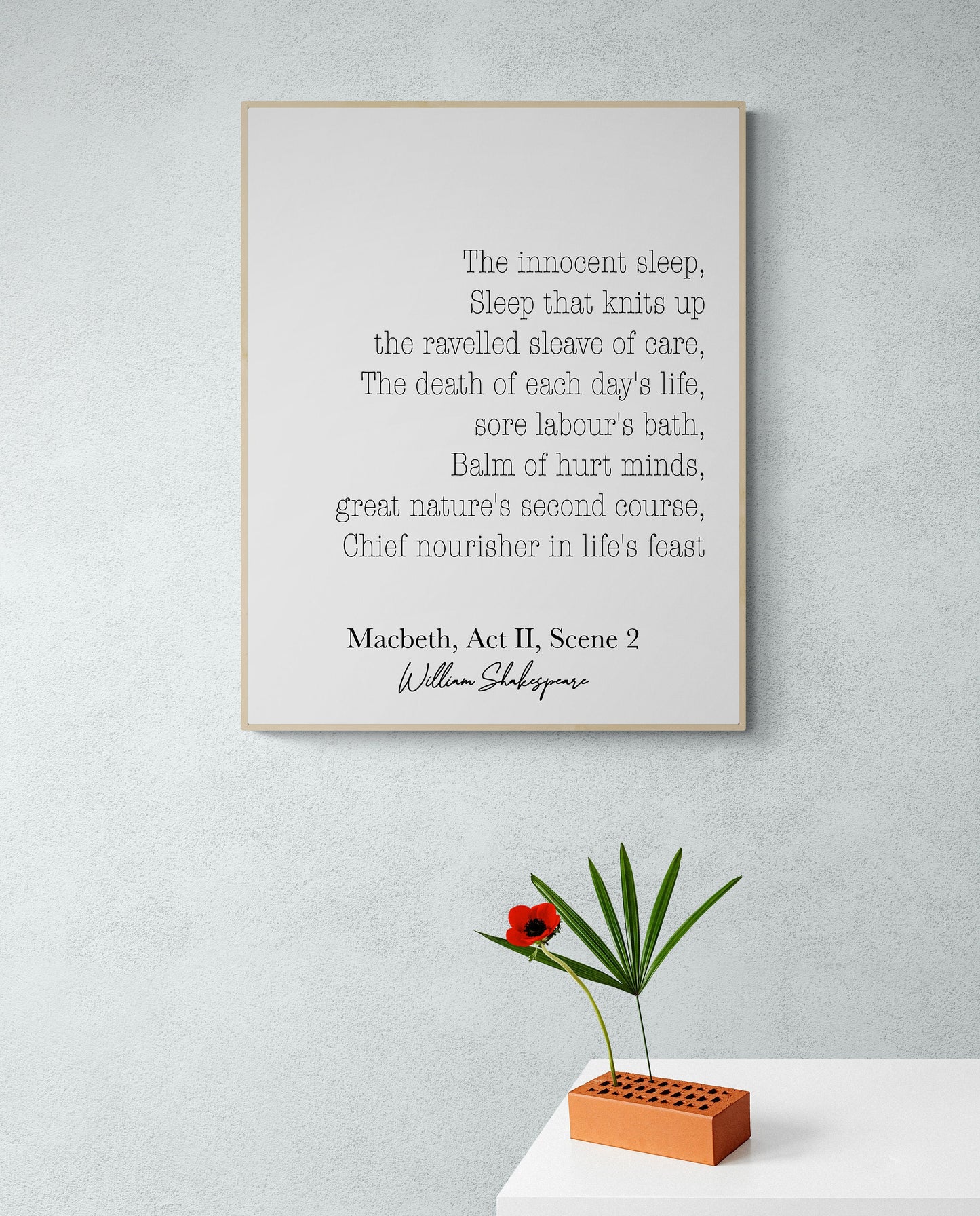 The Innocent Sleep | Balm Of Hurt Minds | Chief Nourisher In Life's Feast | William Shakespeare | MacBeth | Art Print
