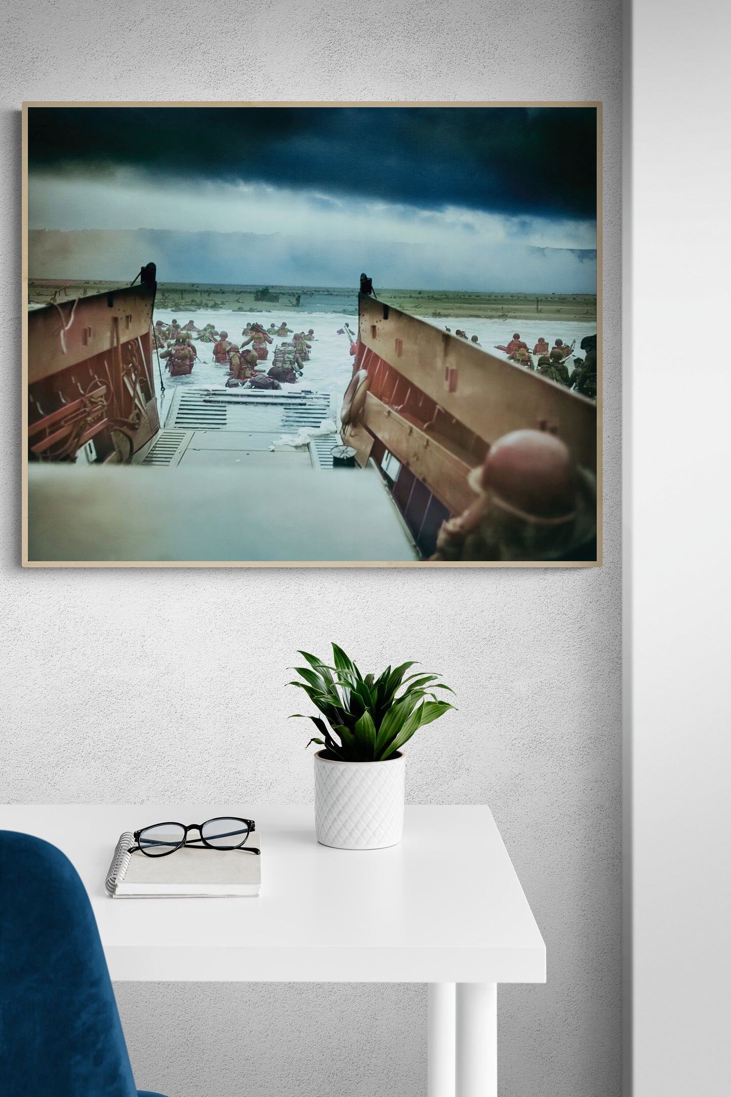 Into The Jaws of Death | Omaha Beach | D-Day | Operation Overlord | Dwight Eisenhower | World War 2 | Colorized Art Print
