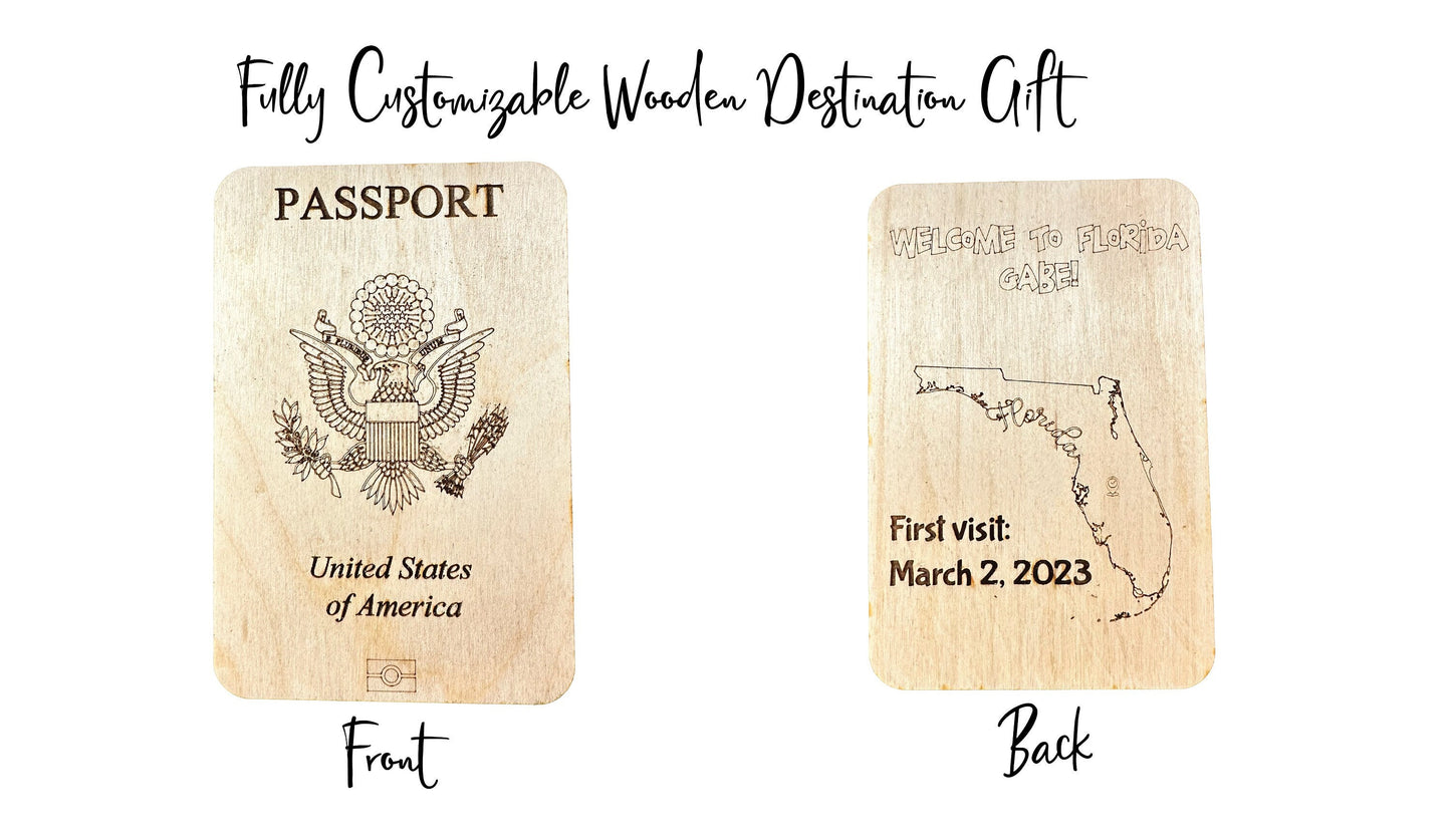Customizable Wooden Passport Greeting Card for Your Vacation Gift
