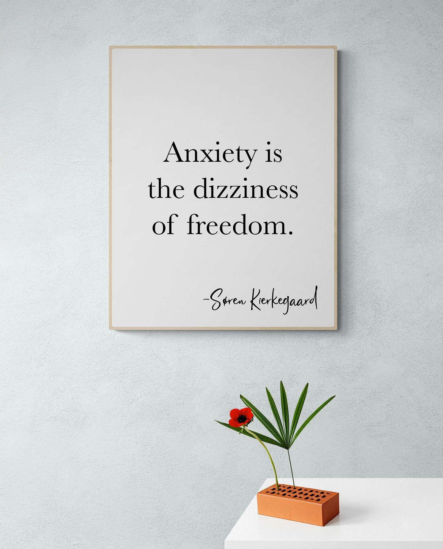 Soren Kierkegaard Quote Art Print | Anxiety Is The Dizziness Of Freedom | Home Decor | Inspirational Literary Poster