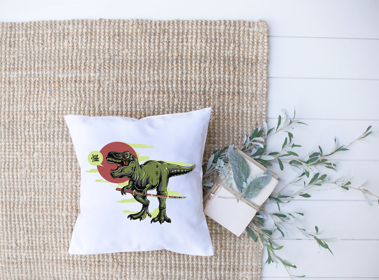 T Rex Ninja | Dinosaurs | Tyrannosaurus Rex | Decorative Pillow | Custom Designed | Made In The USA
