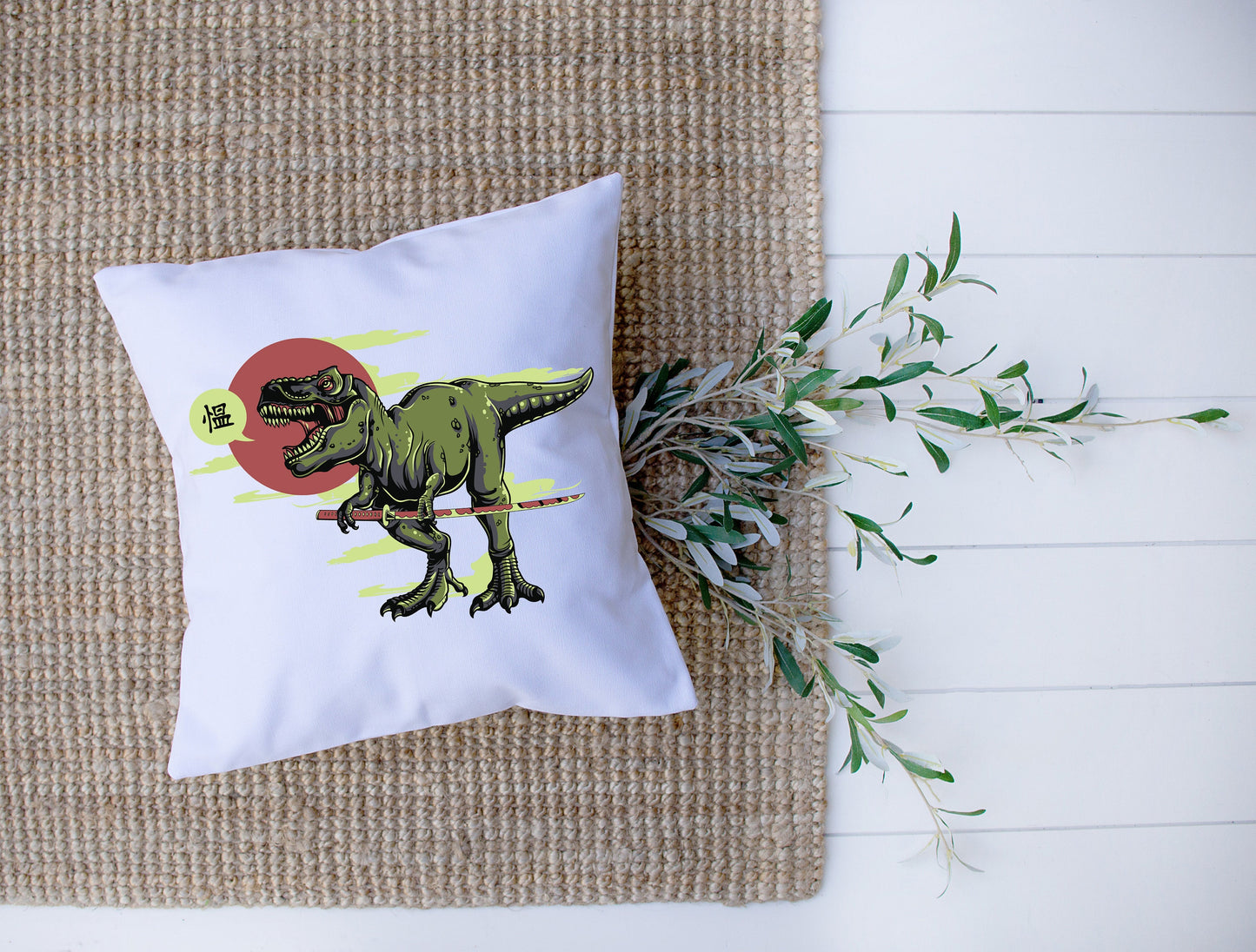 T Rex Ninja | Dinosaurs | Tyrannosaurus Rex | Decorative Pillow | Custom Designed | Made In The USA