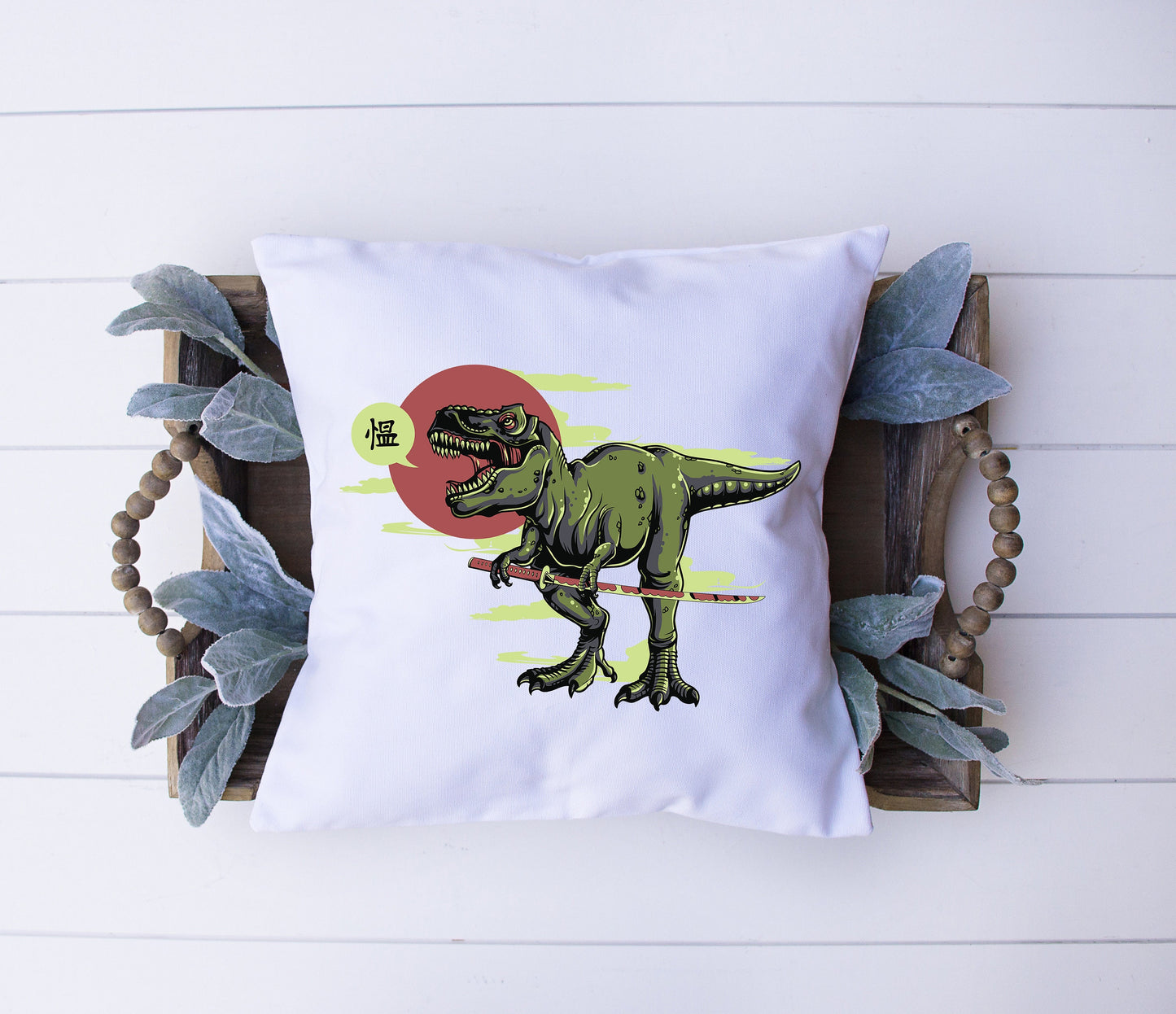 T Rex Ninja | Dinosaurs | Tyrannosaurus Rex | Decorative Pillow | Custom Designed | Made In The USA