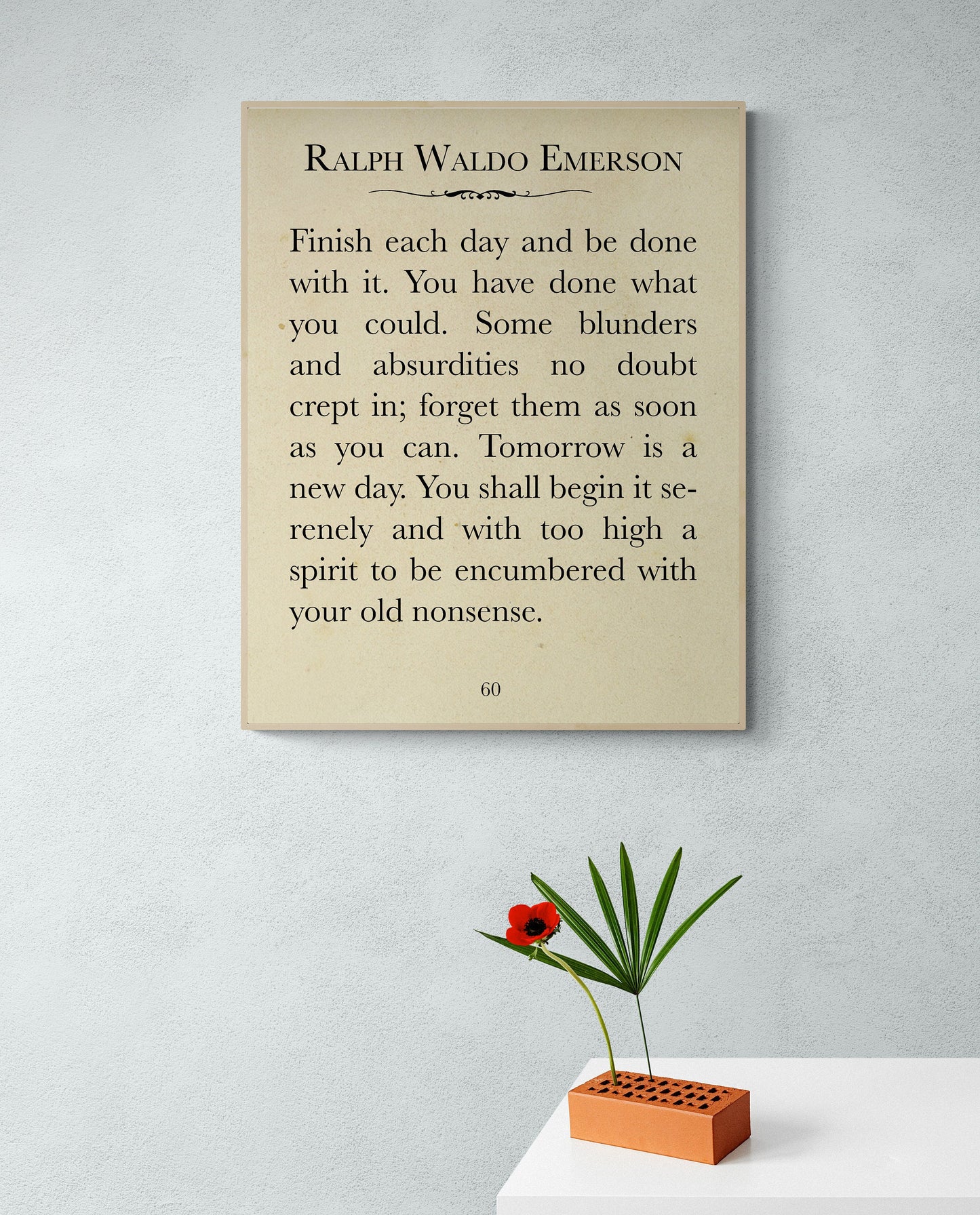 Finish Each Day | Ralph Waldo Emerson Quote | Wall Art Book Page | Home Offices Libraries | Vintage Poster | Made in the USA | Art Print