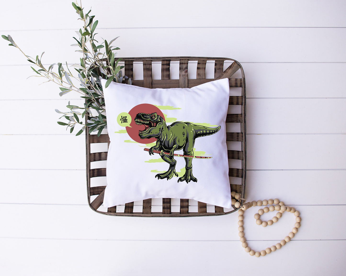 T Rex Ninja | Dinosaurs | Tyrannosaurus Rex | Decorative Pillow | Custom Designed | Made In The USA