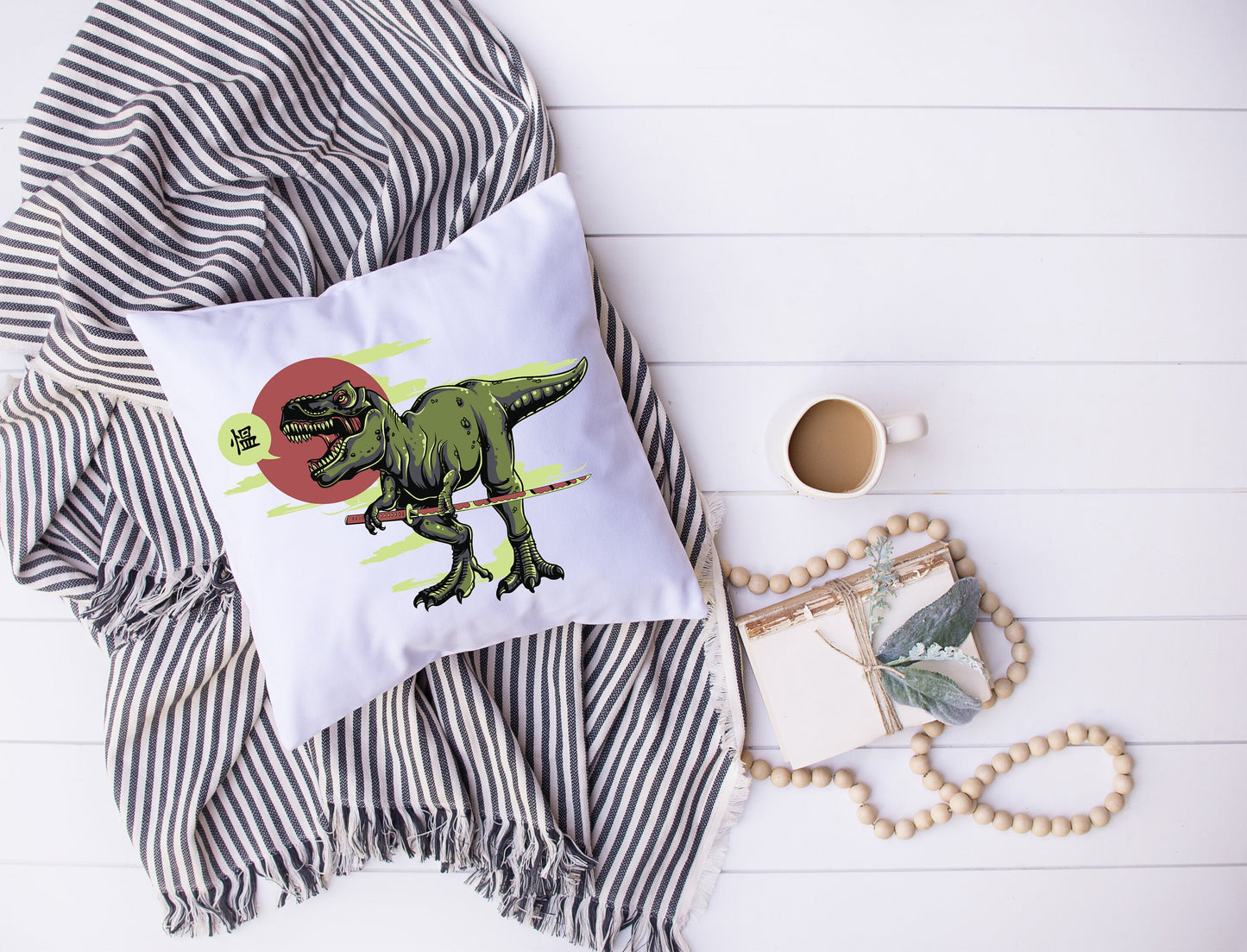 T Rex Ninja | Dinosaurs | Tyrannosaurus Rex | Decorative Pillow | Custom Designed | Made In The USA