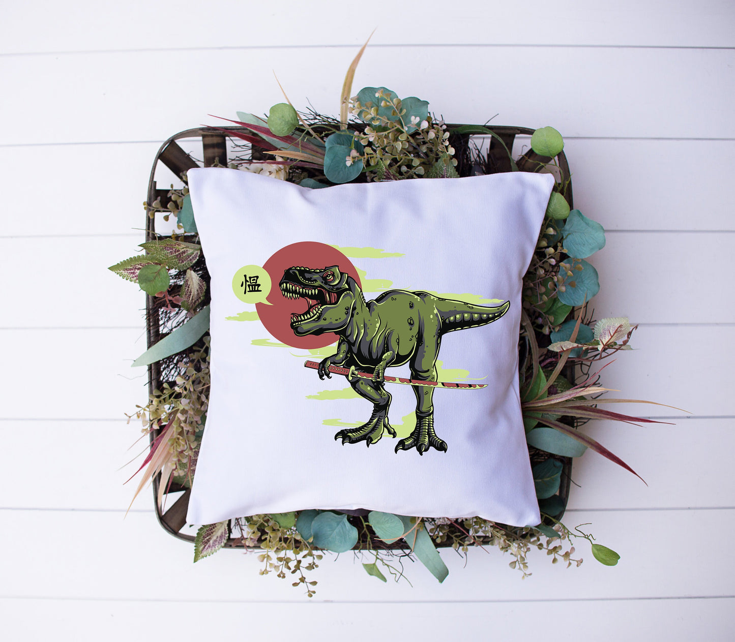 T Rex Ninja | Dinosaurs | Tyrannosaurus Rex | Decorative Pillow | Custom Designed | Made In The USA