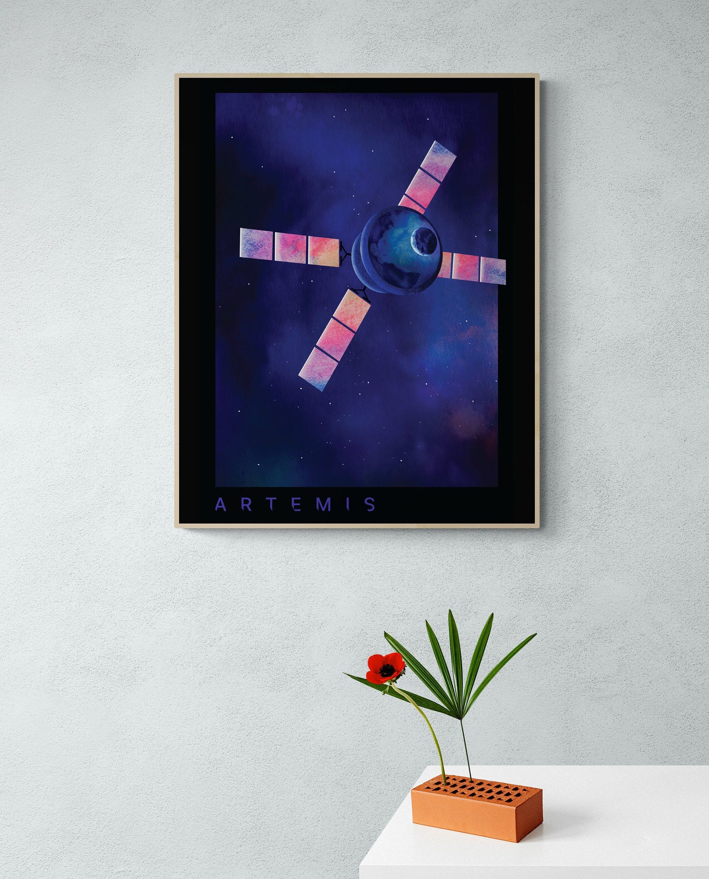 Artemis Lunar Capsule Watercolor Art Print | Deep Space Voyage | NASA Art Print