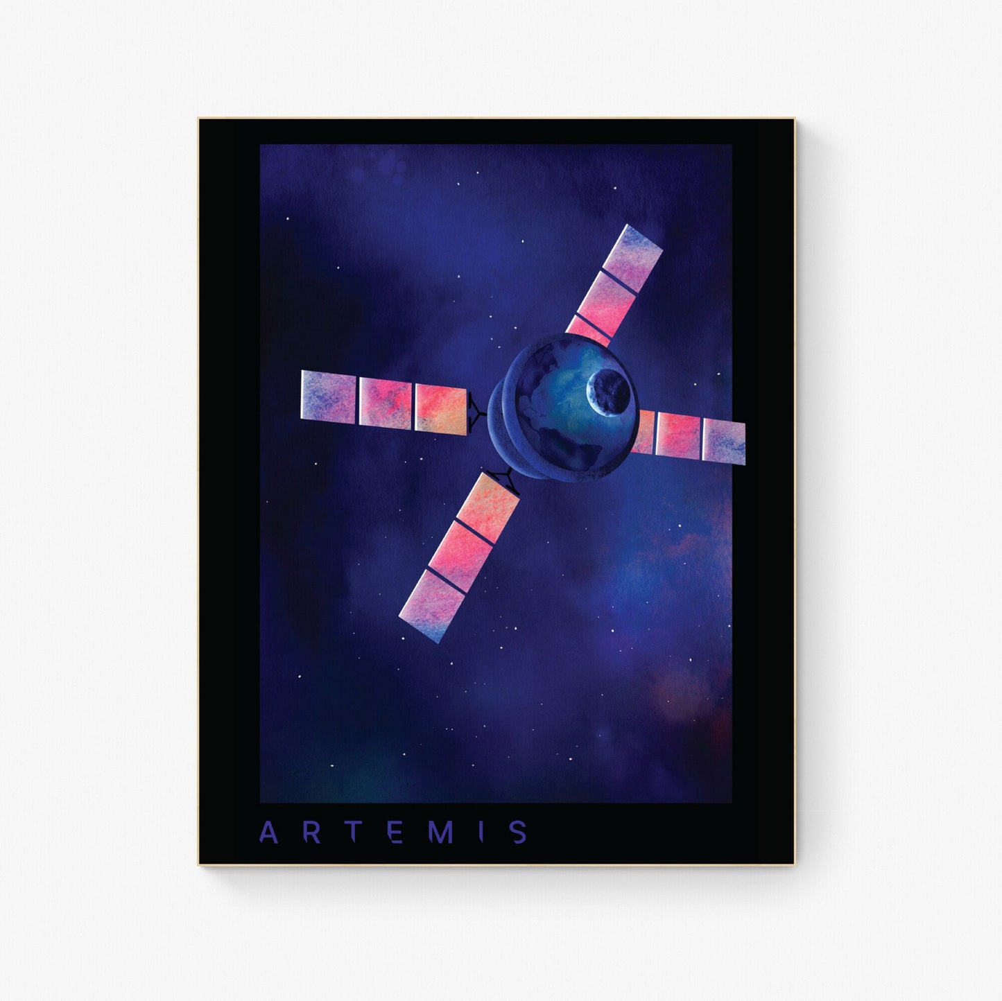 Artemis Lunar Capsule Watercolor Art Print | Deep Space Voyage | NASA Art Print