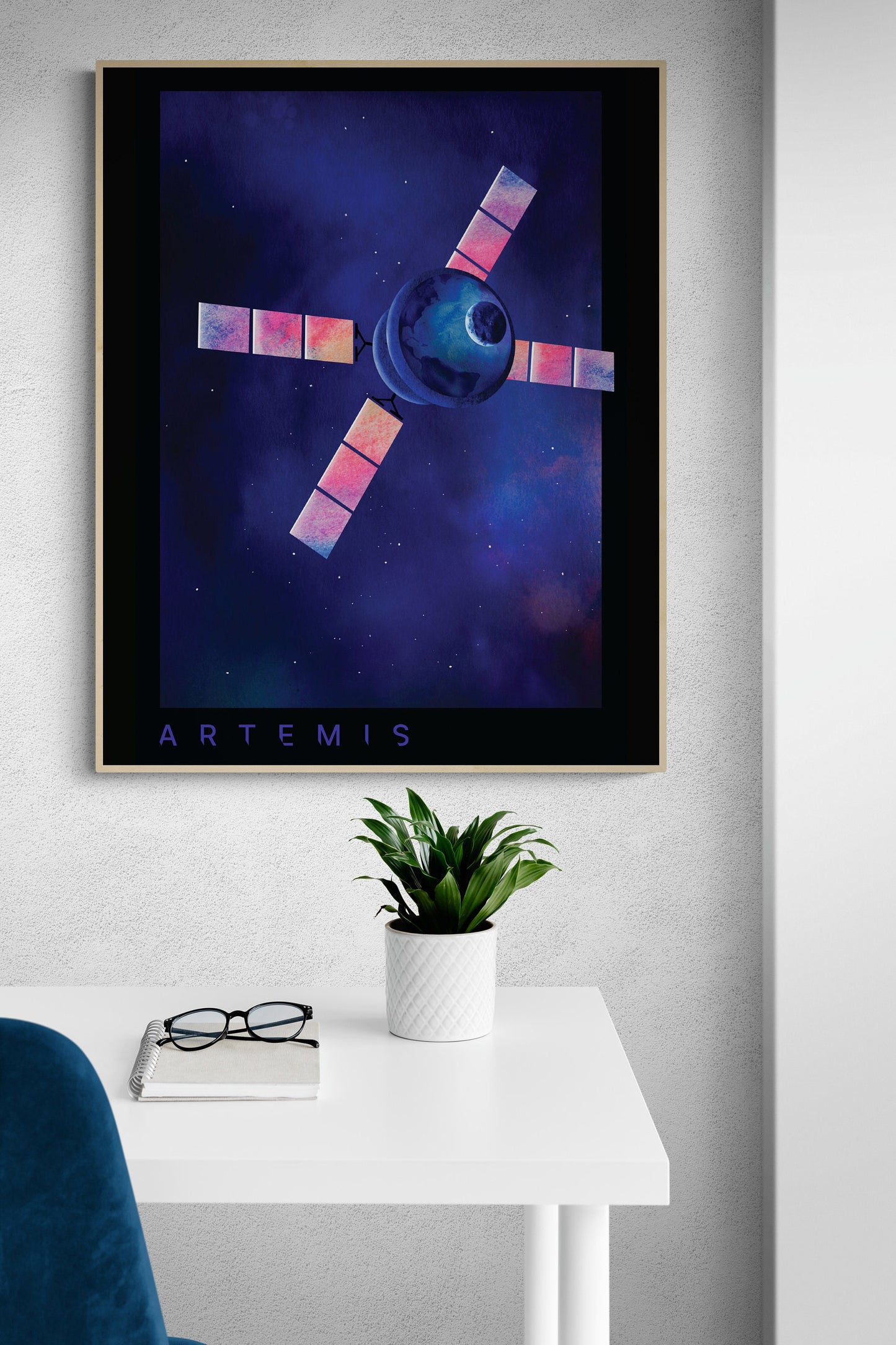 Artemis Lunar Capsule Watercolor Art Print | Deep Space Voyage | NASA Art Print