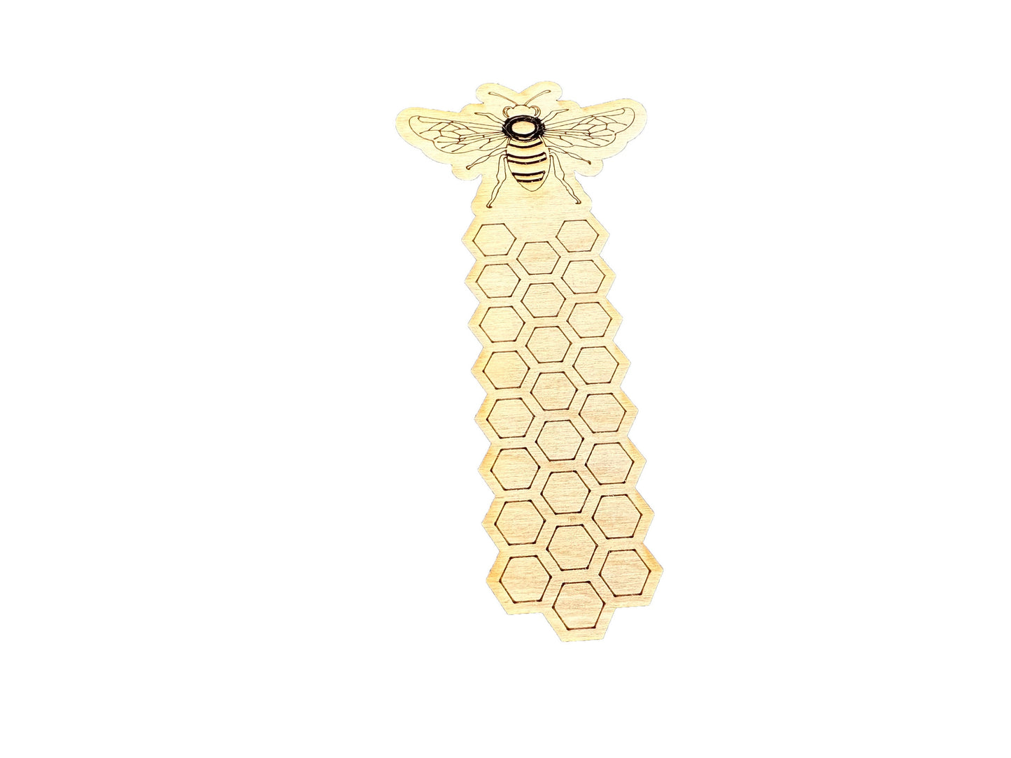 Honey Bee and Honeycomb Wooden Bookmark