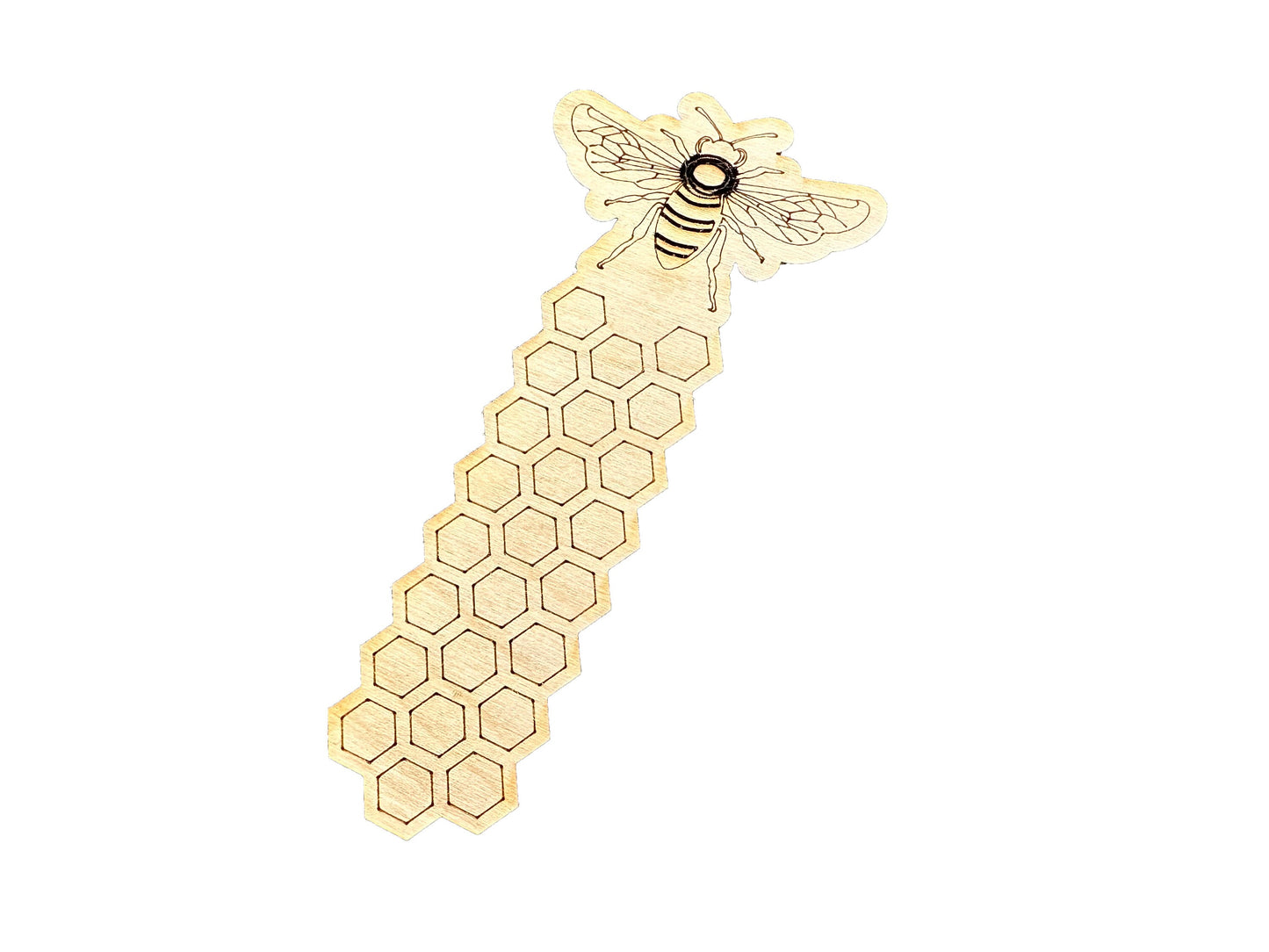 Honey Bee and Honeycomb Wooden Bookmark