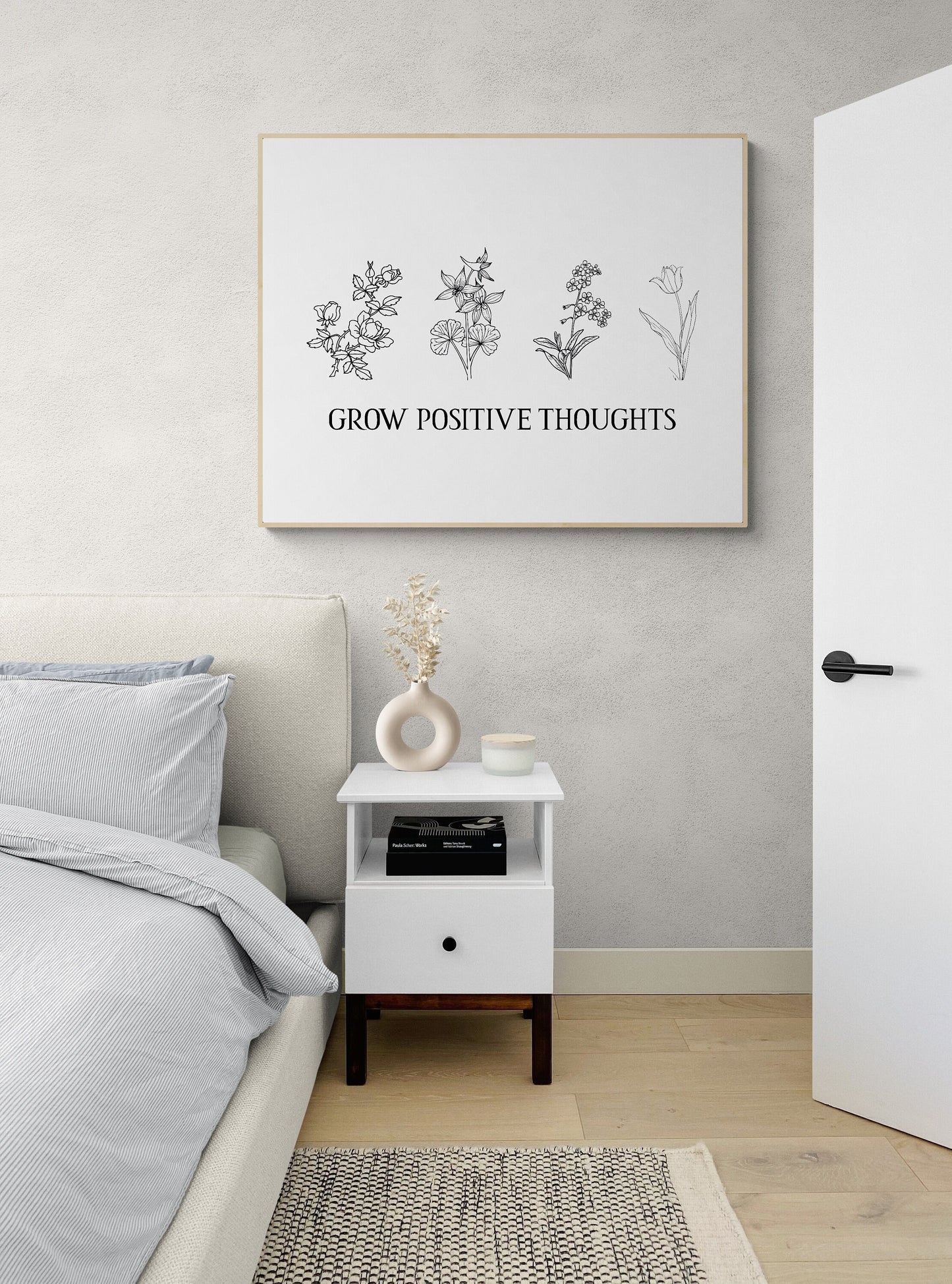 Grow Positive Thoughts | Inspirational Artwork Typography | Sketches | Art Print