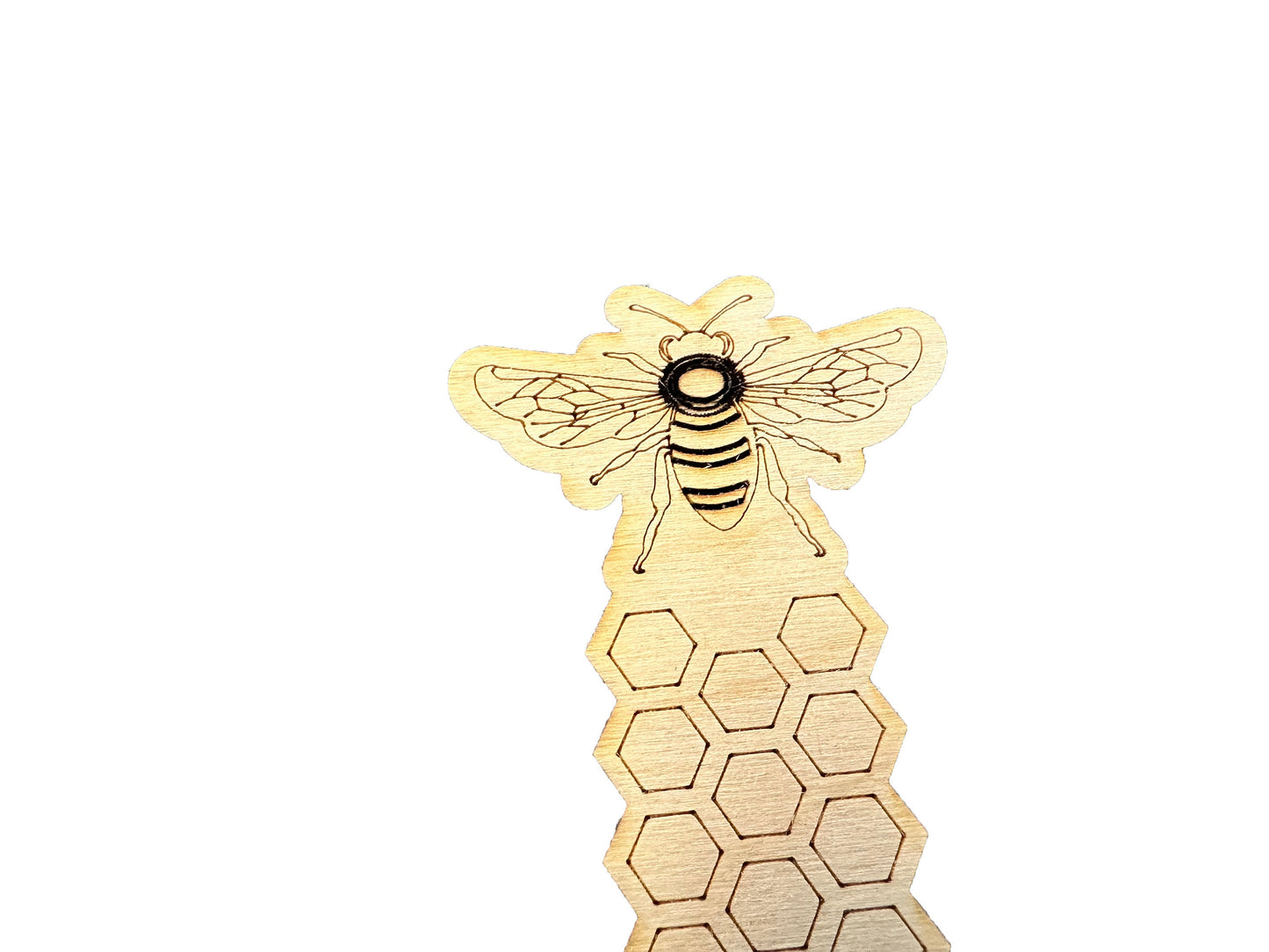 Honey Bee and Honeycomb Wooden Bookmark