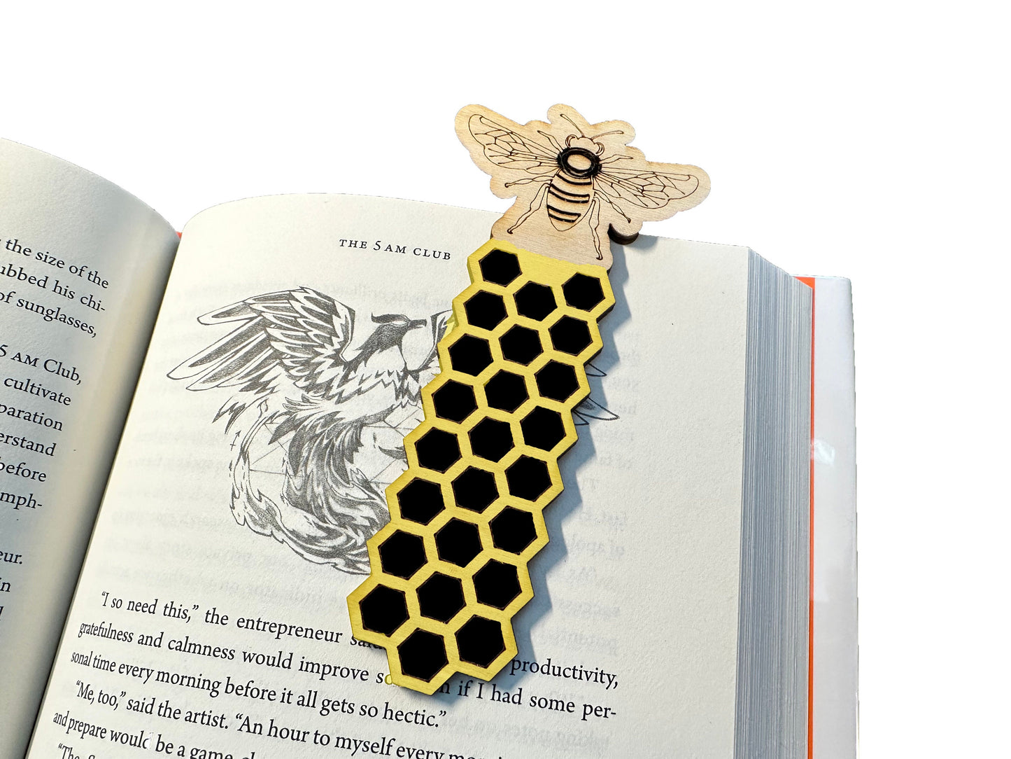 Honey Bee and Honeycomb Wooden Bookmark