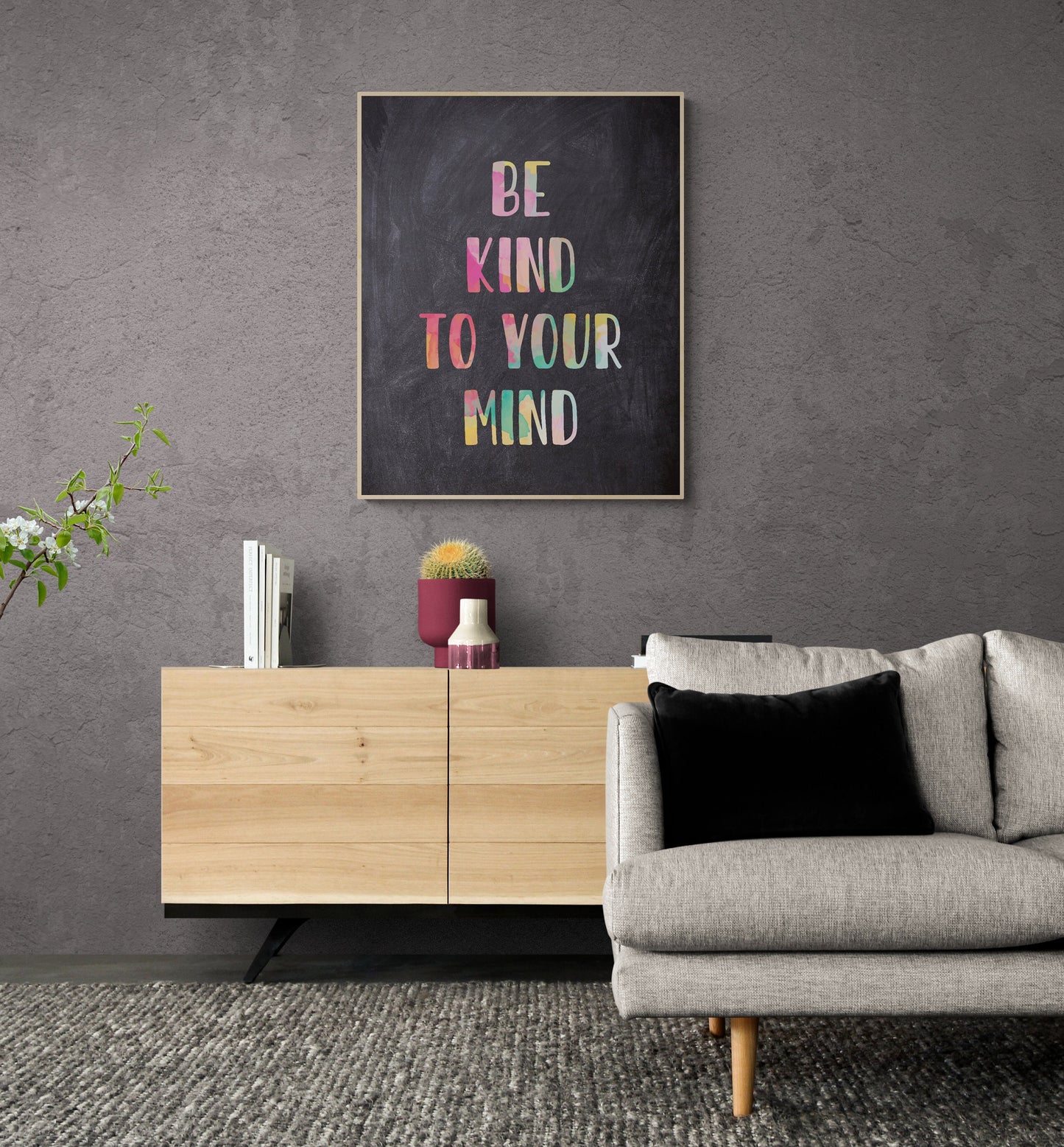 Chalkboard 'Be Kind to Your Mind' Art Print - 4 Sizes - Free Shipping
