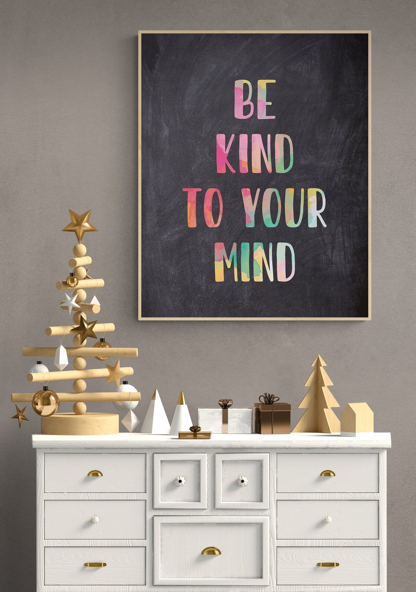 Chalkboard 'Be Kind to Your Mind' Art Print - 4 Sizes - Free Shipping
