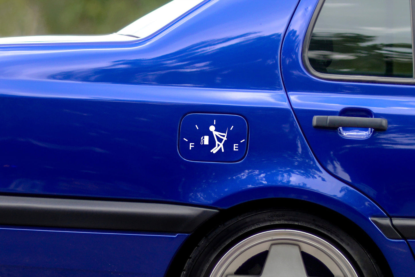 Fuel Gauge Hero | Vinyl Car Decal | Stick Figure | Vehicle | Humor | Funny | Car | Van | Vinyl Sticker