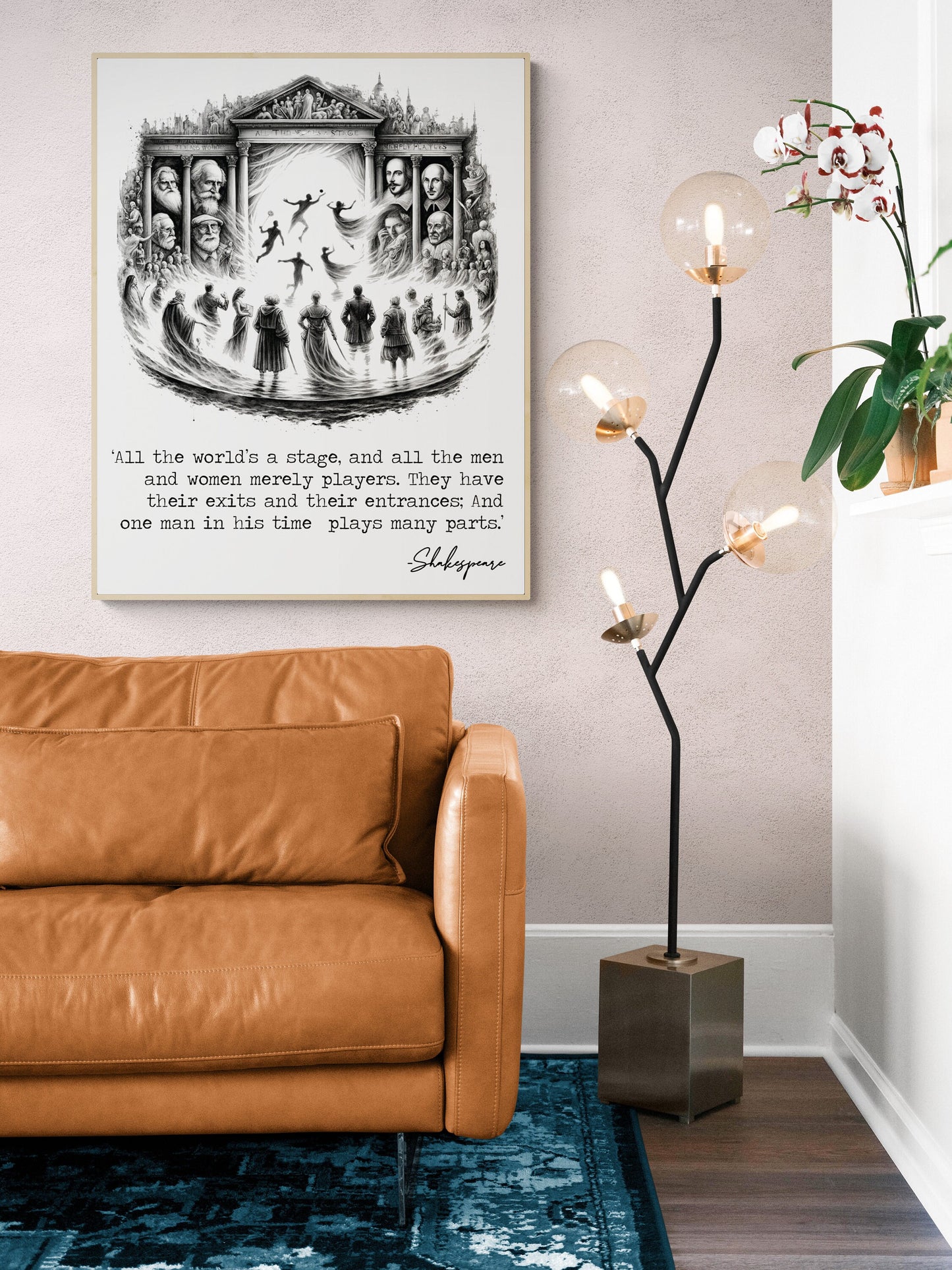 Shakespeare Quote Art Print | All The World's A Stage from As You Like It | Literary Home Decor | Living Room Artwork | Poster