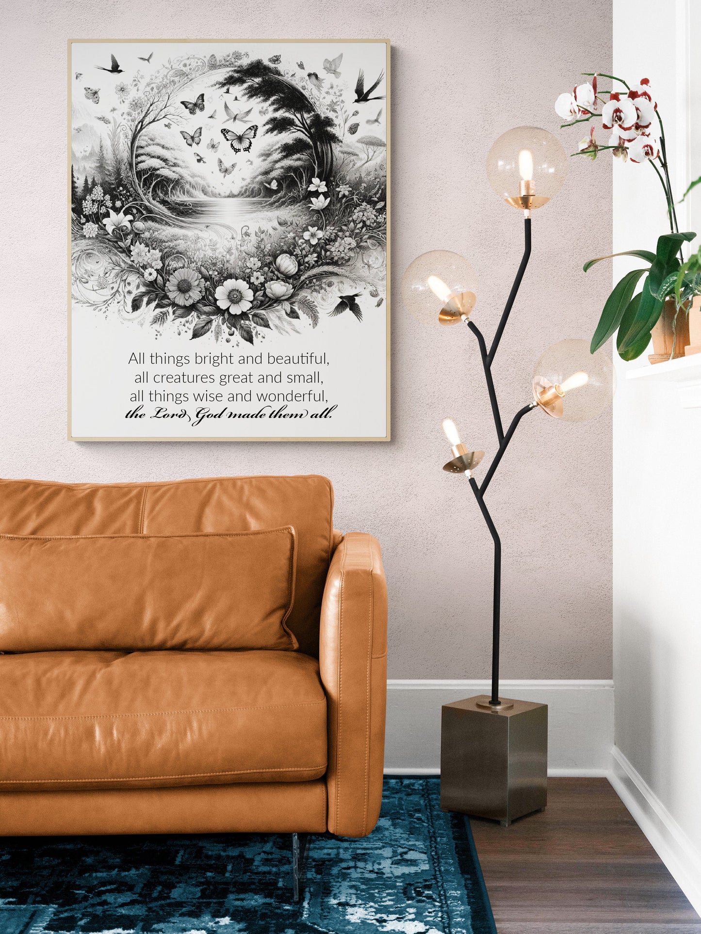 All Things Bright and Beautiful Lyrics Sketch Art Print