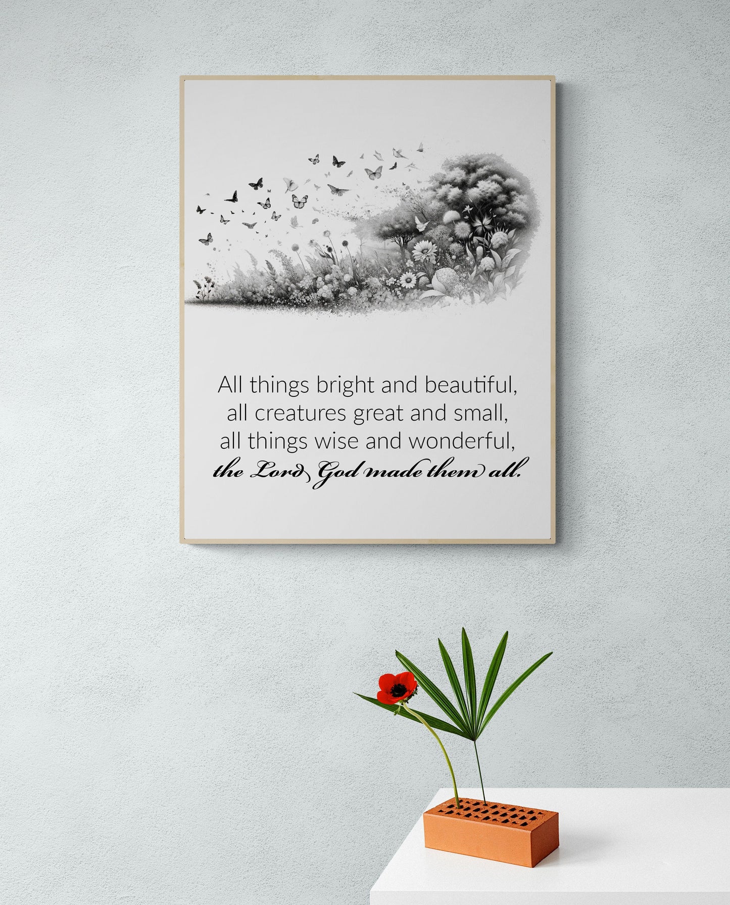 All Things Bright and Beautiful Lyrics Nature Art Print