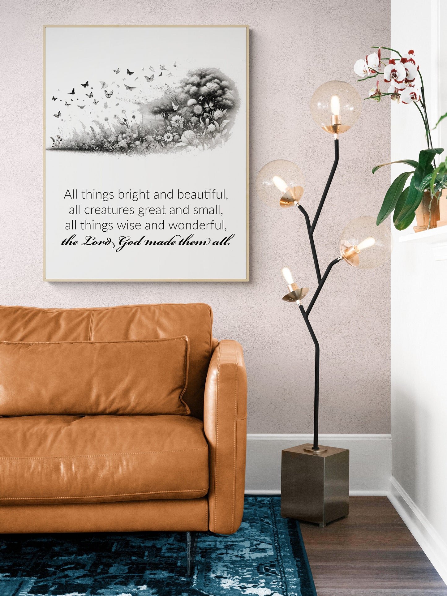 Christian Hymn Art Print | All Things Bright and Beautiful | Music Wall Artwork | Butterfly Home Decor | Inspirational Song Poster
