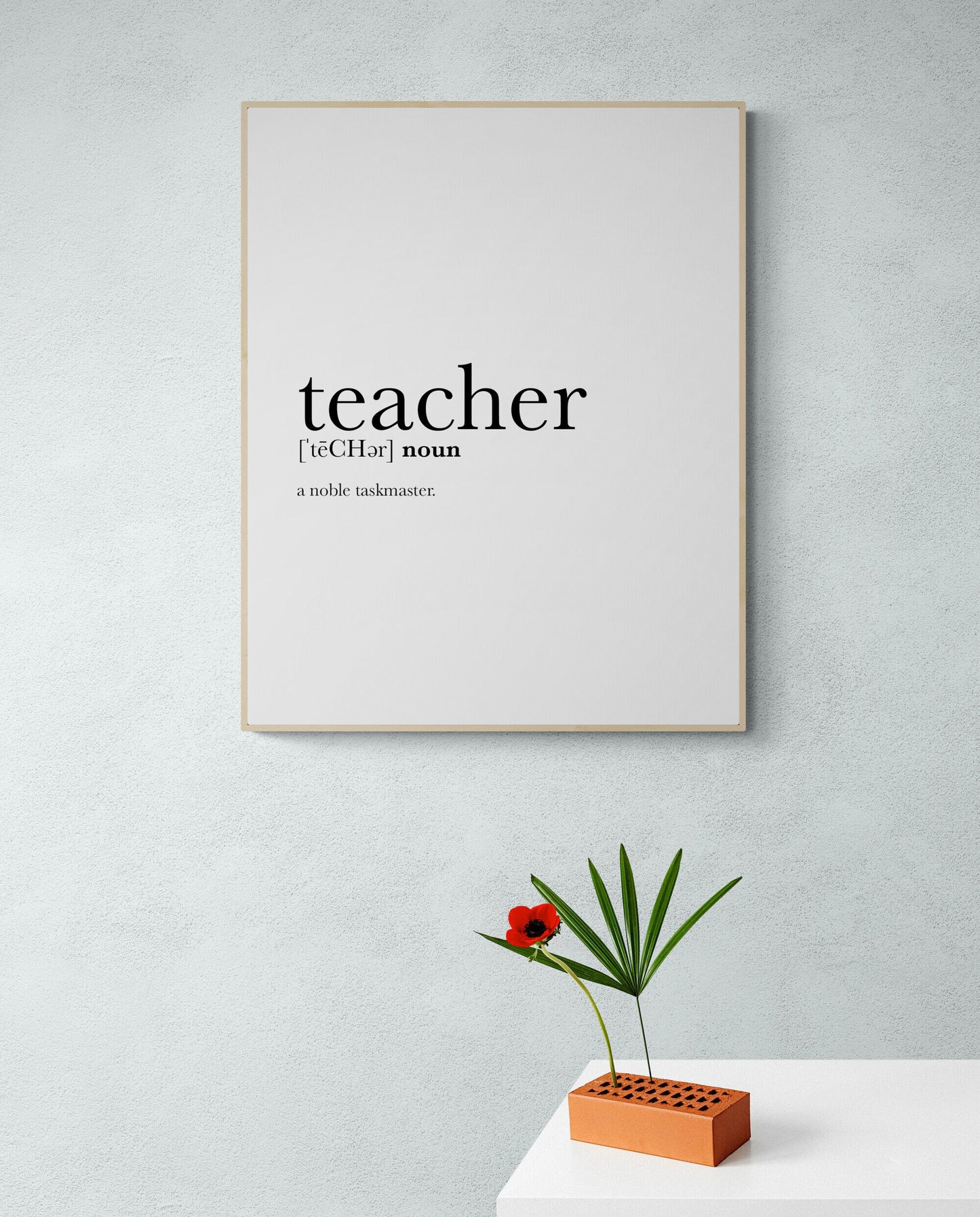 Teacher Definition A Noble Taskmaster Teacher's Gift Quote Typography Art Print