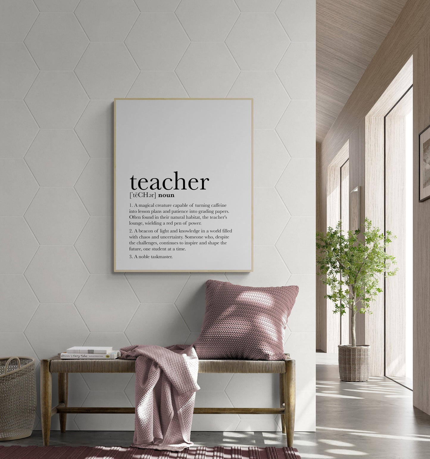 Teacher Definition A Noble Taskmaster Teacher's Appreciation Gift Quote Typography Art Print