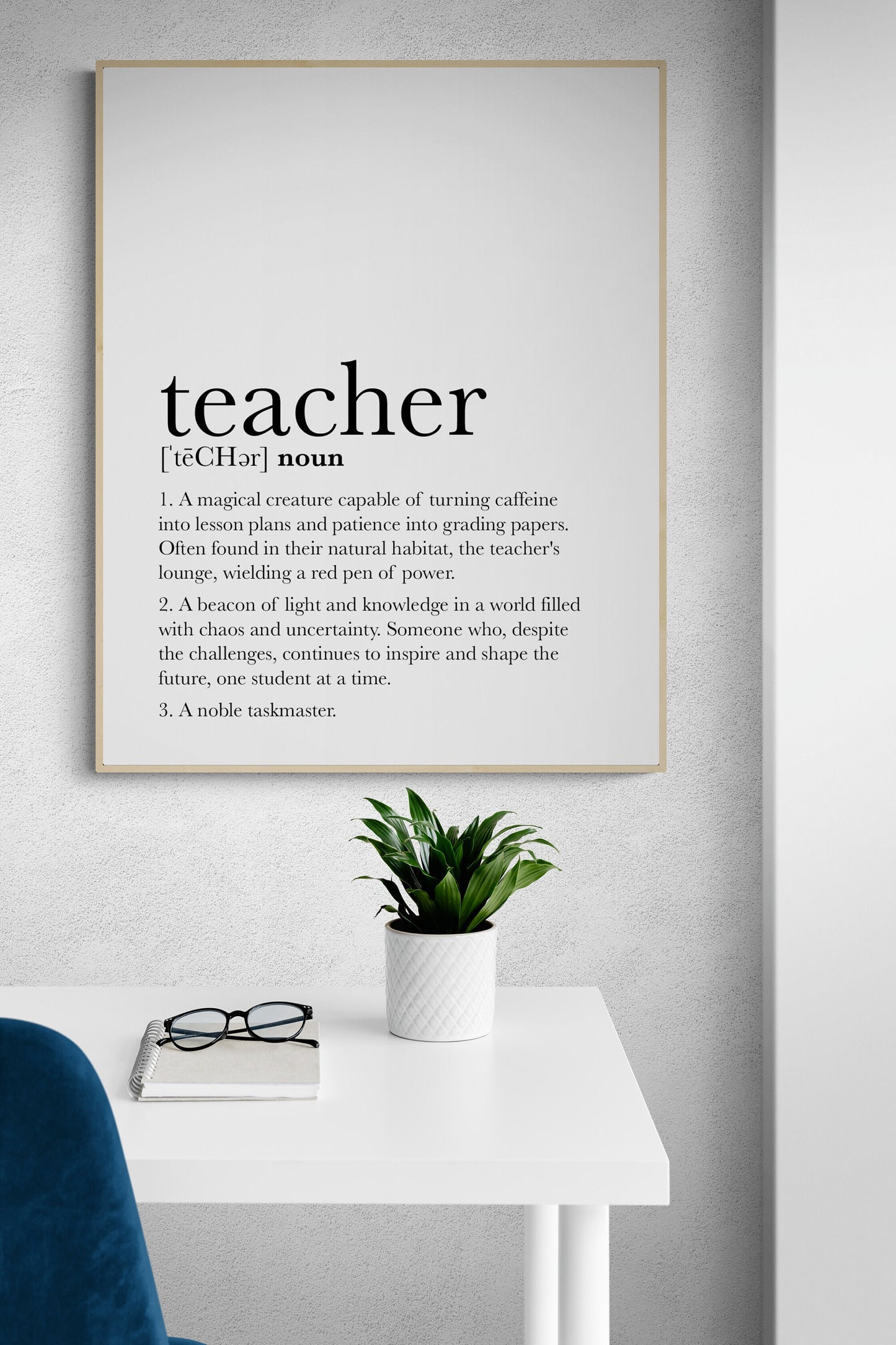 Teacher Definition A Noble Taskmaster Teacher's Appreciation Gift Quote Typography Art Print