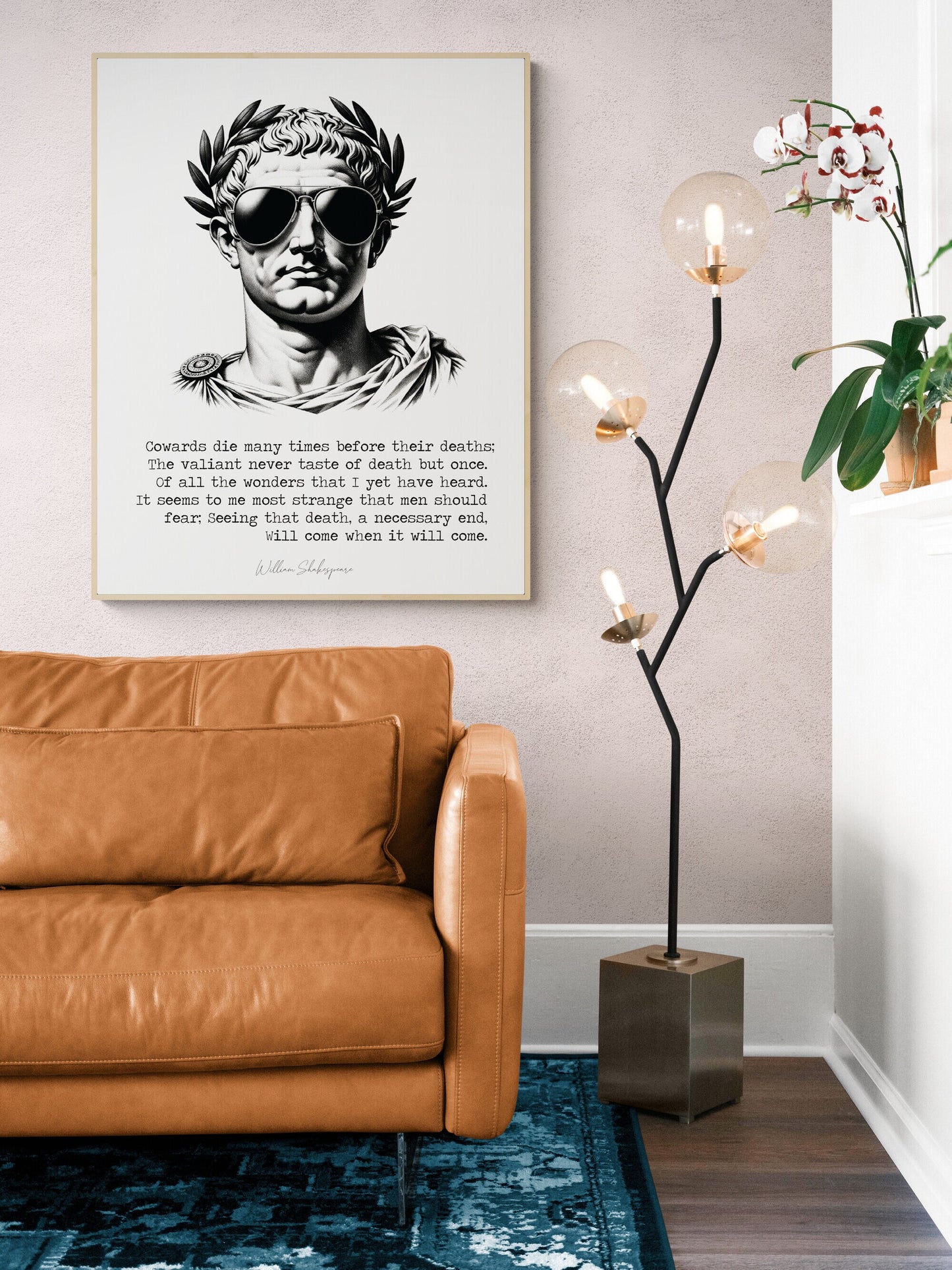 Shakespeare Quote Art Print | Cowards Die Many Times | Julius Caesar | Home Decor | Literary Poster