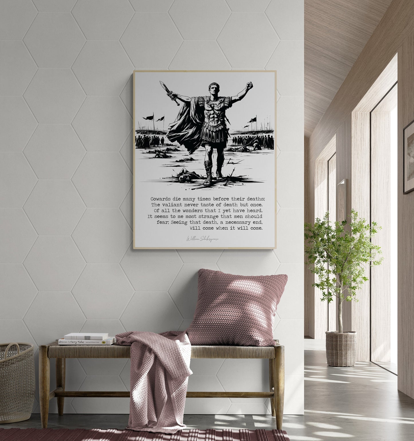Shakespeare Quote Art Print | Cowards Die Many Times Before Their Deaths | Julius Caesar | Literary Home Decor | Wall Artwork Poster