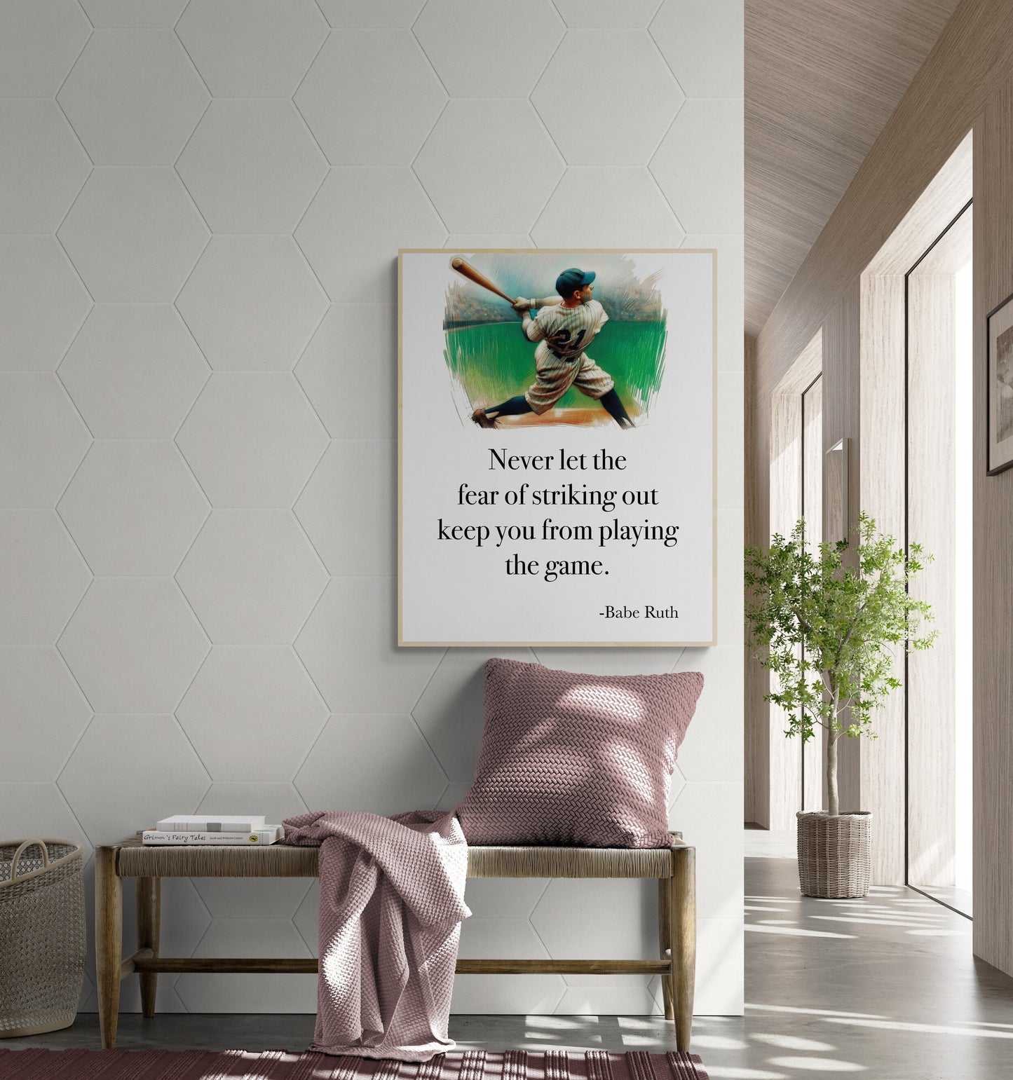 Never Let The Fear Of Striking Out Keep You From Playing The Game by Babe Ruth Colorful Art Print