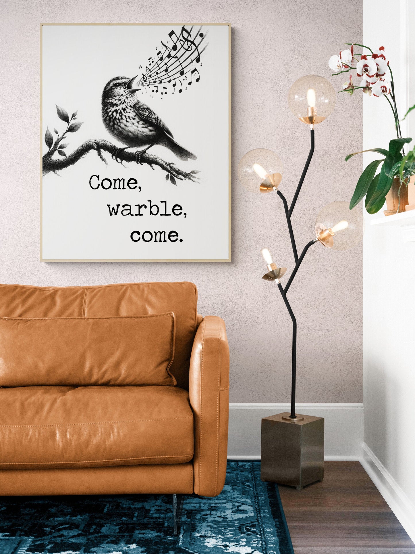 Shakespeare Quote Art Print | Come Warble Come | As You Like It | Songbird | Literary Home Decor | Singing Music | Inspirational Poster