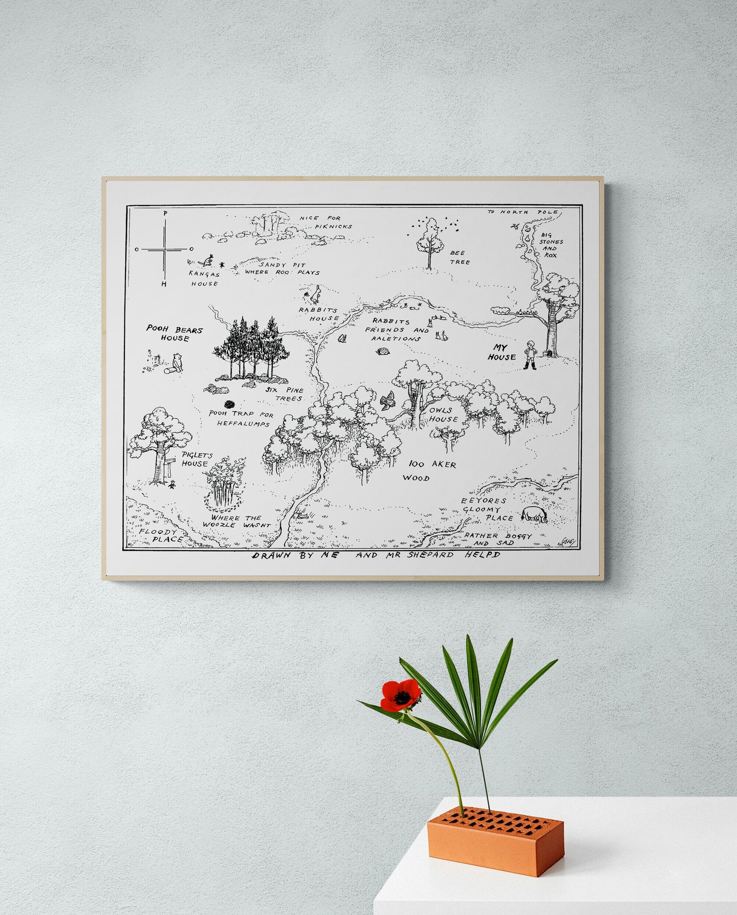 Map of the Hundred Aker Woods | Winnie the Pooh | AA Milne | Art Print