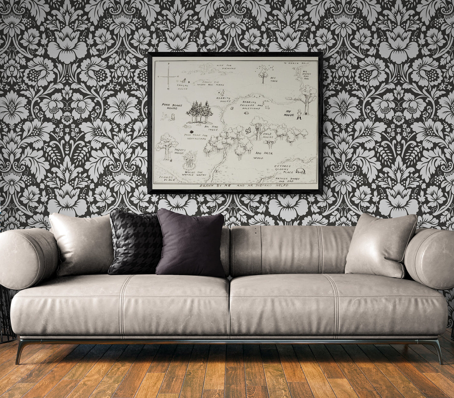 Map of the Hundred Aker Woods from Winnie the Pooh AA Milne Art Print