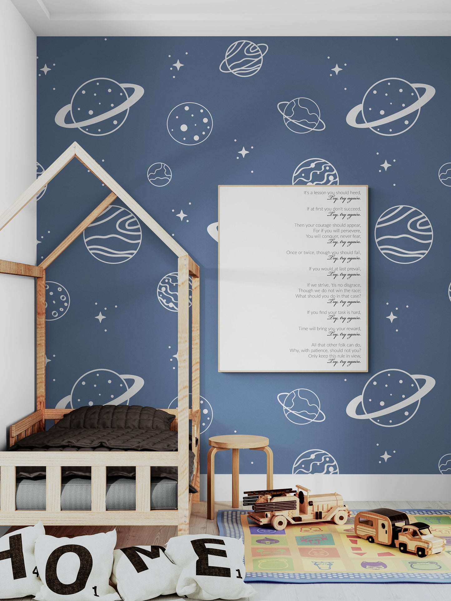 Try Try Again by William Edward Hickson Full Text Poem Inspirational Children's Bedroom Living Room Classroom Typography Art Print