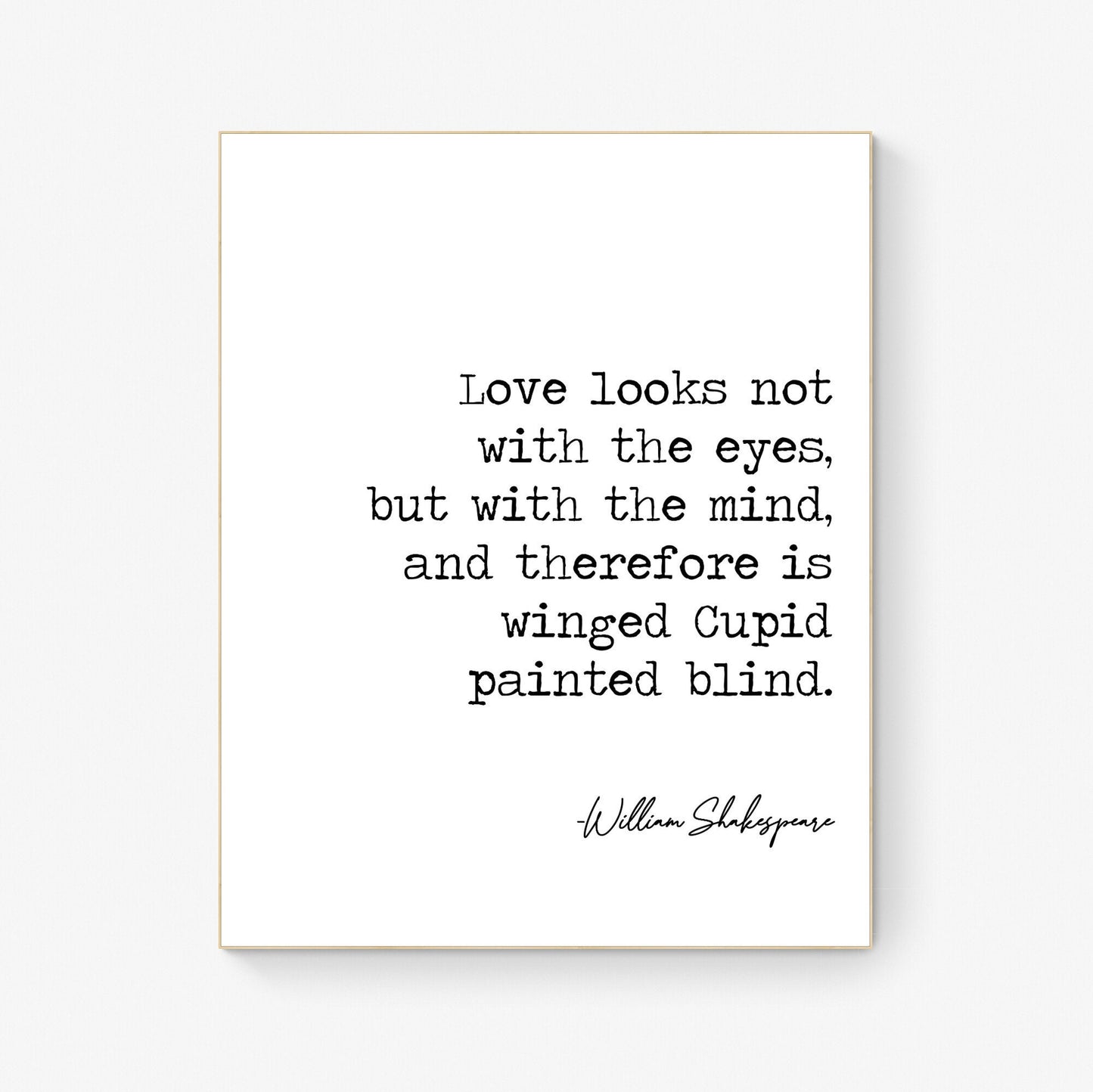 Love Looks Not With The Eyes Cupid William Shakespeare A Midsummer Night's Dream Art Print