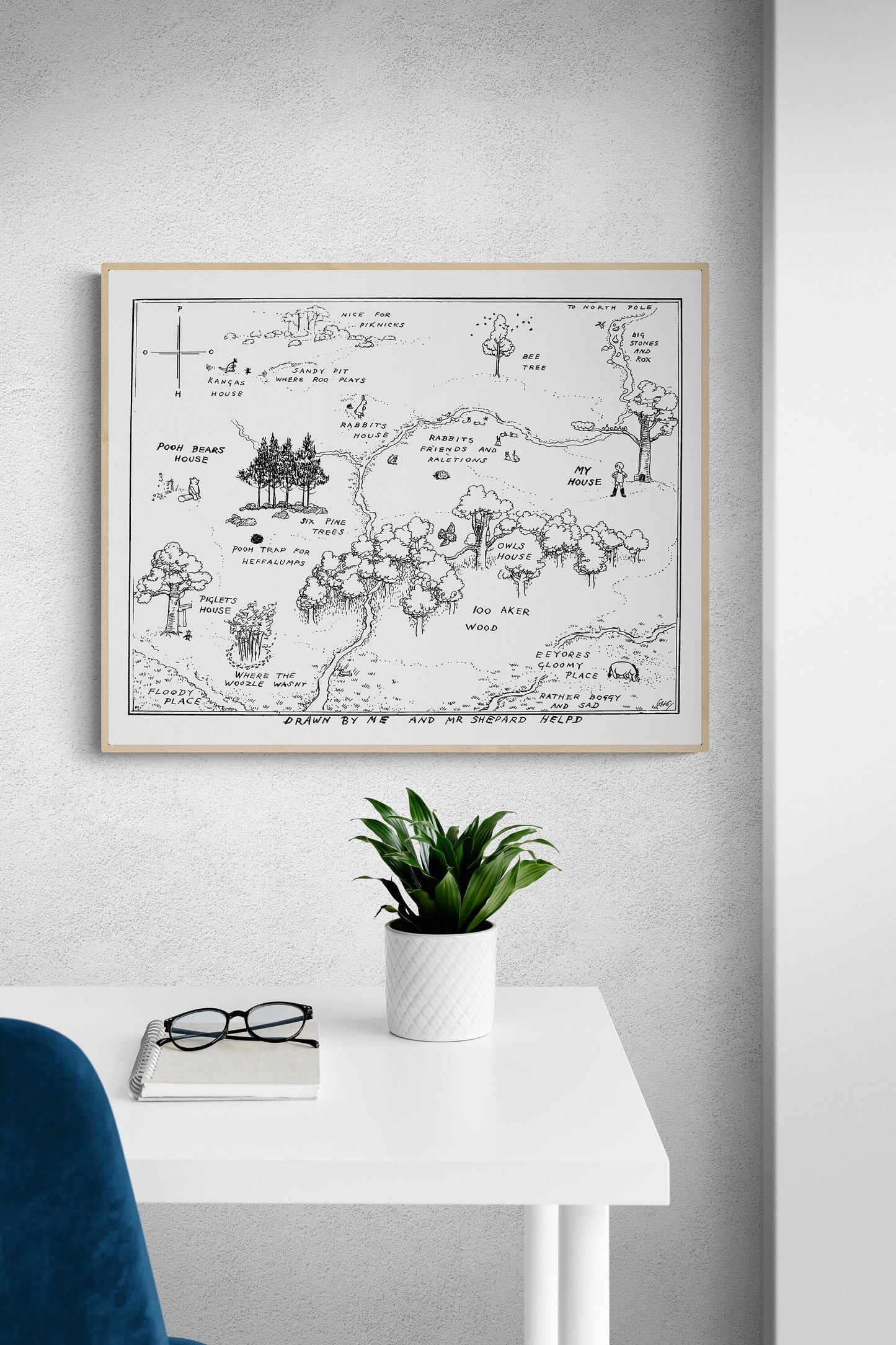 Map of the Hundred Aker Woods | Winnie the Pooh | AA Milne | Art Print