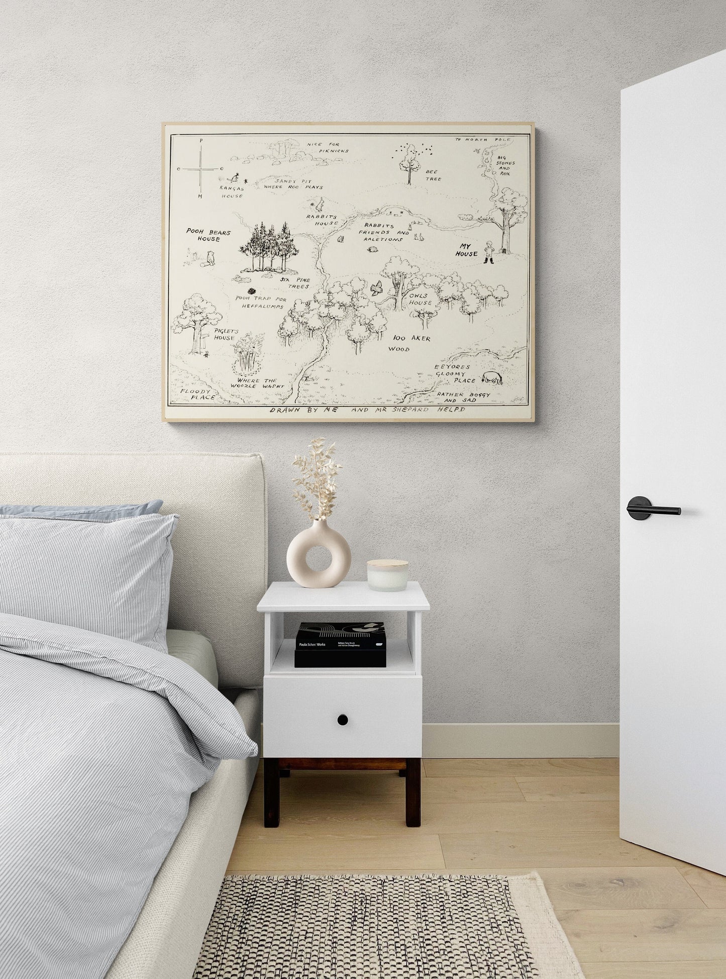 Map of the Hundred Aker Woods from Winnie the Pooh AA Milne Art Print